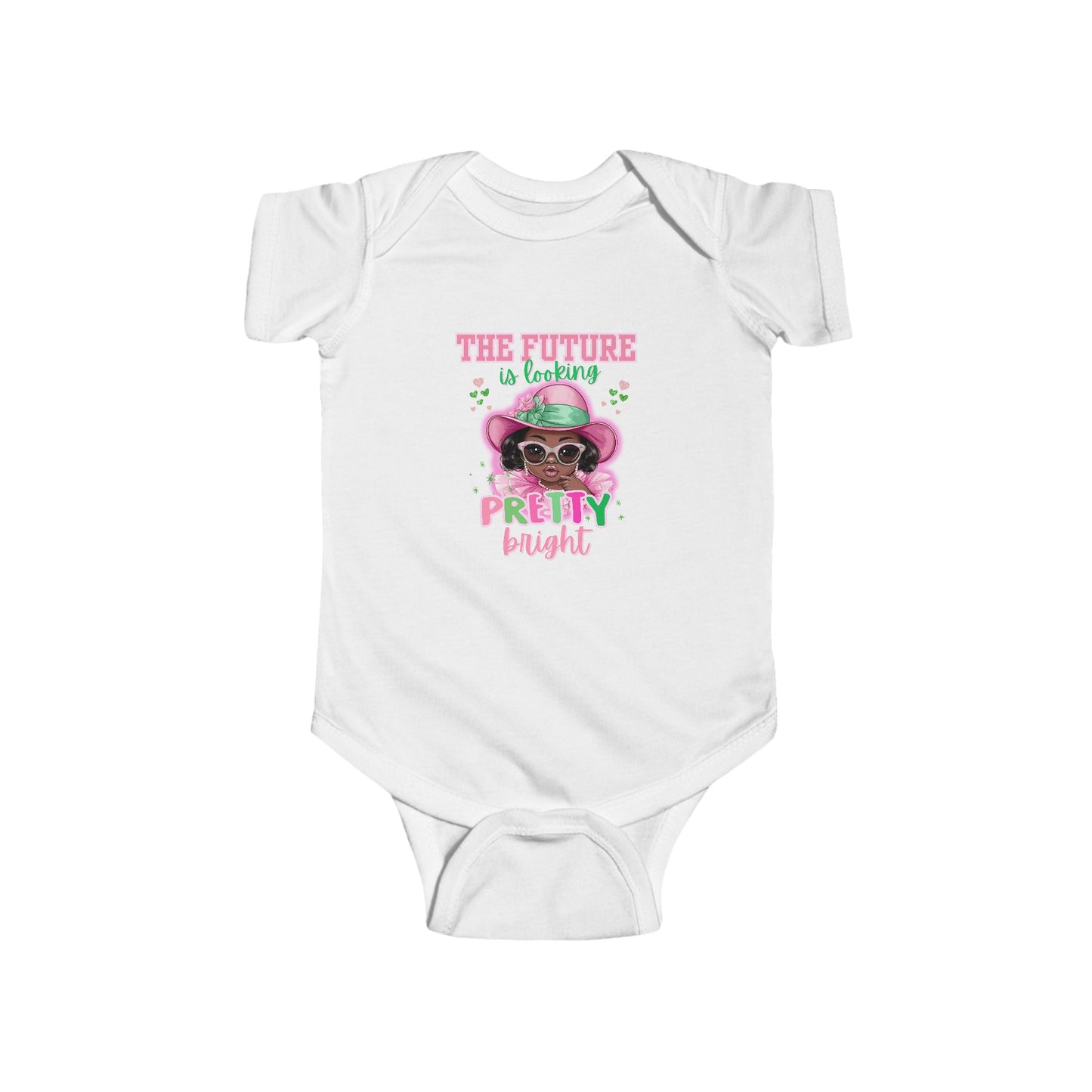 Future Soror 08 Baby One Piece, Pink and Green Infant Bodysuit