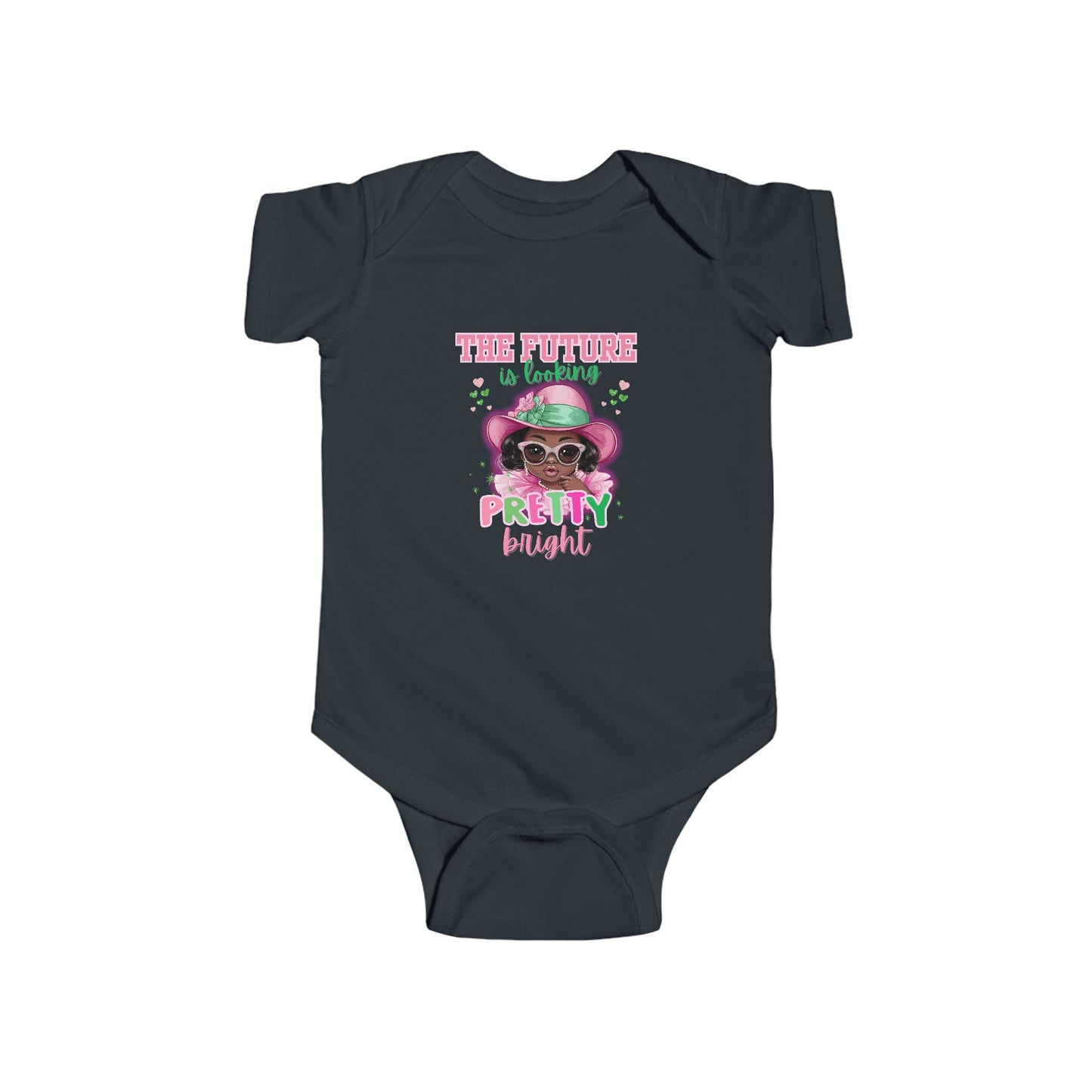 Future Soror 08 Baby One Piece, Pink and Green Infant Bodysuit