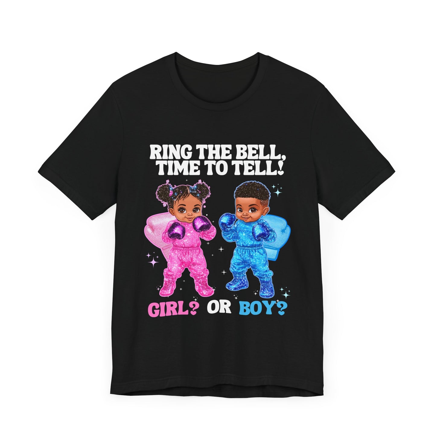Black Baby Boxer Gender Reveal T-Shirt, Pink and Blue Unisex Adult Tee, Express Delivery available