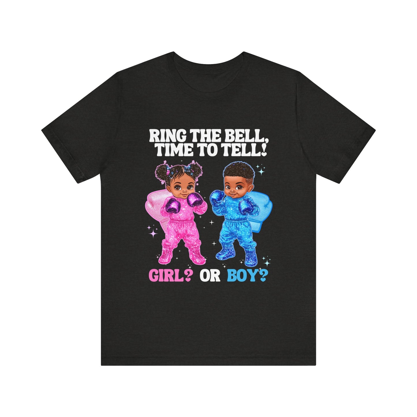Black Baby Boxer Gender Reveal T-Shirt, Pink and Blue Unisex Adult Tee, Express Delivery available