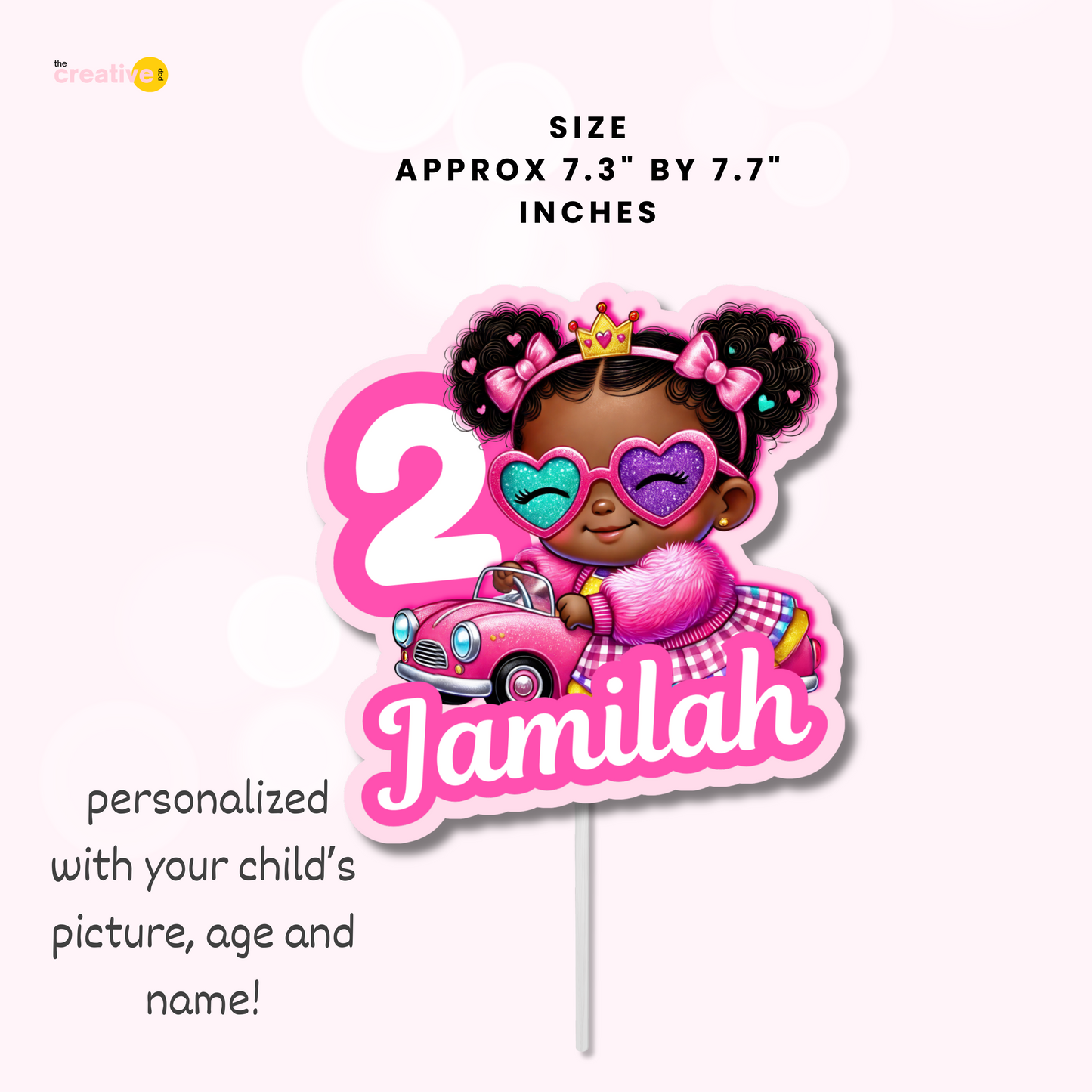 PRINTABLE Black Doll Birthday Theme Table Cutouts - Pink Girl Custom Decor Centerpieces Personalized - One Sided, Ready in 24 hrs