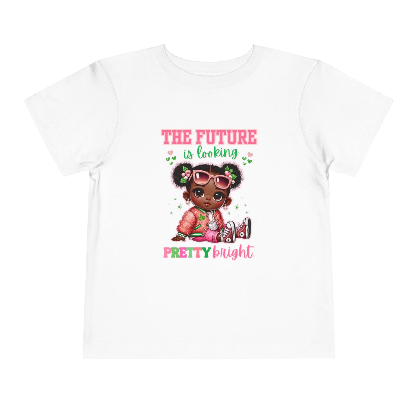Toddler Tee, Future Soror, Pink and Green Girl Short Sleeve - The Future is "Looking Pretty Bright"