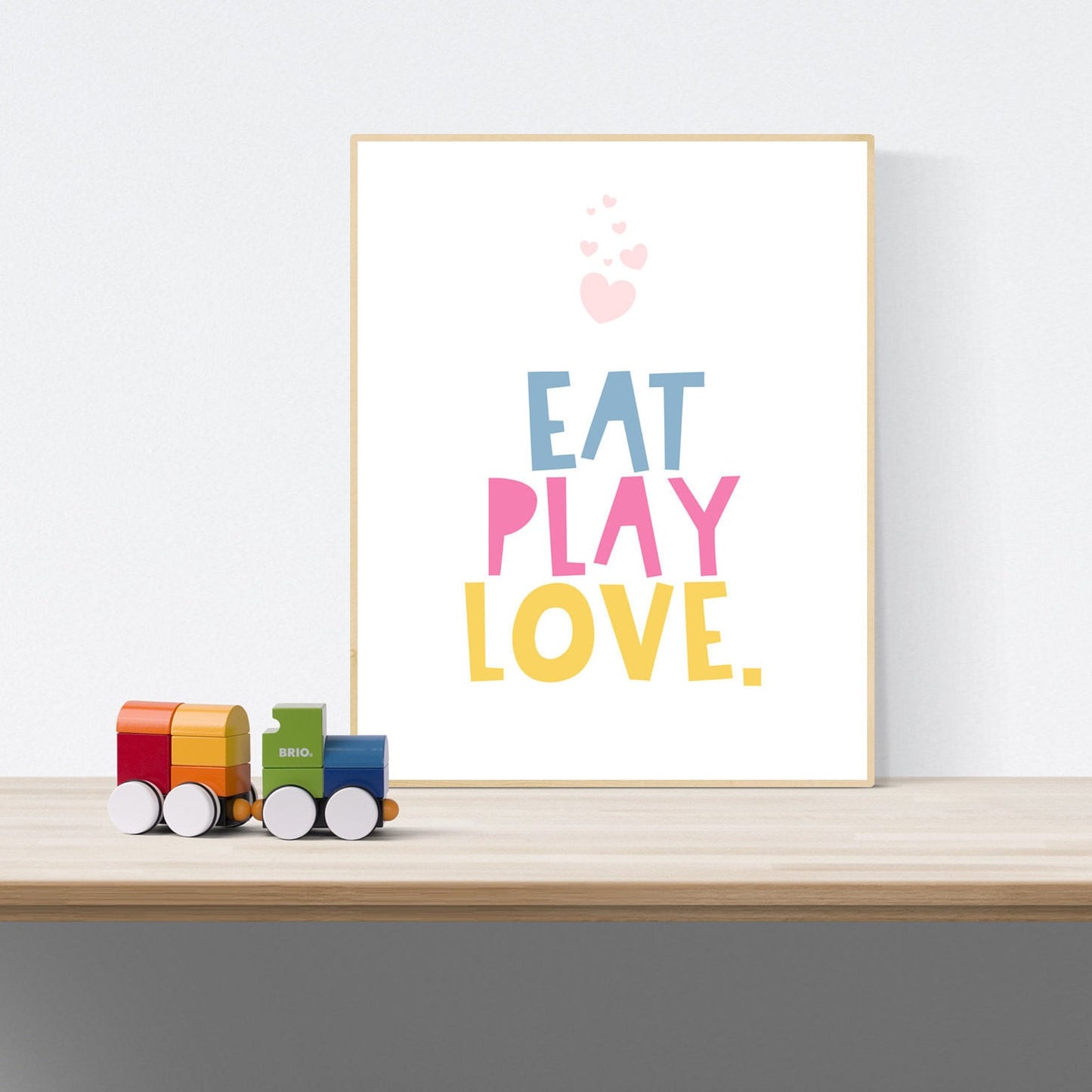 Kids Printable Art: Girls Eat Play Love - Positive Wall Art, Nursery Decor, *Instant Download *