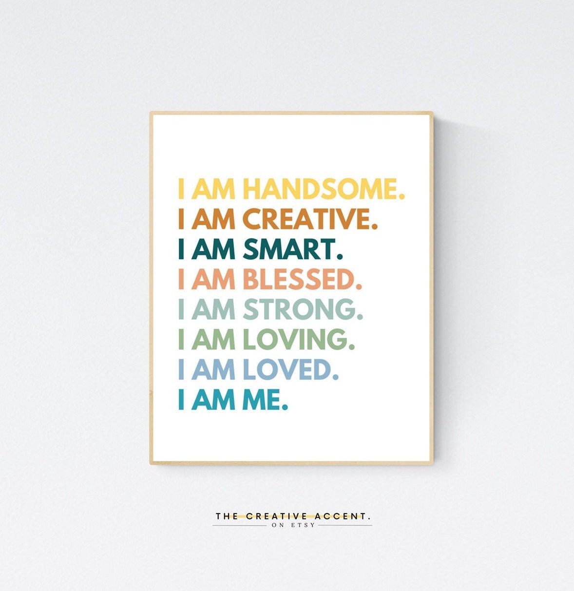 Boys Printable Art: Kids I AM Affirmations - Handsome, Creative, Blessed - Wall Art, Nursery, Playroom Decor, *Instant Download *