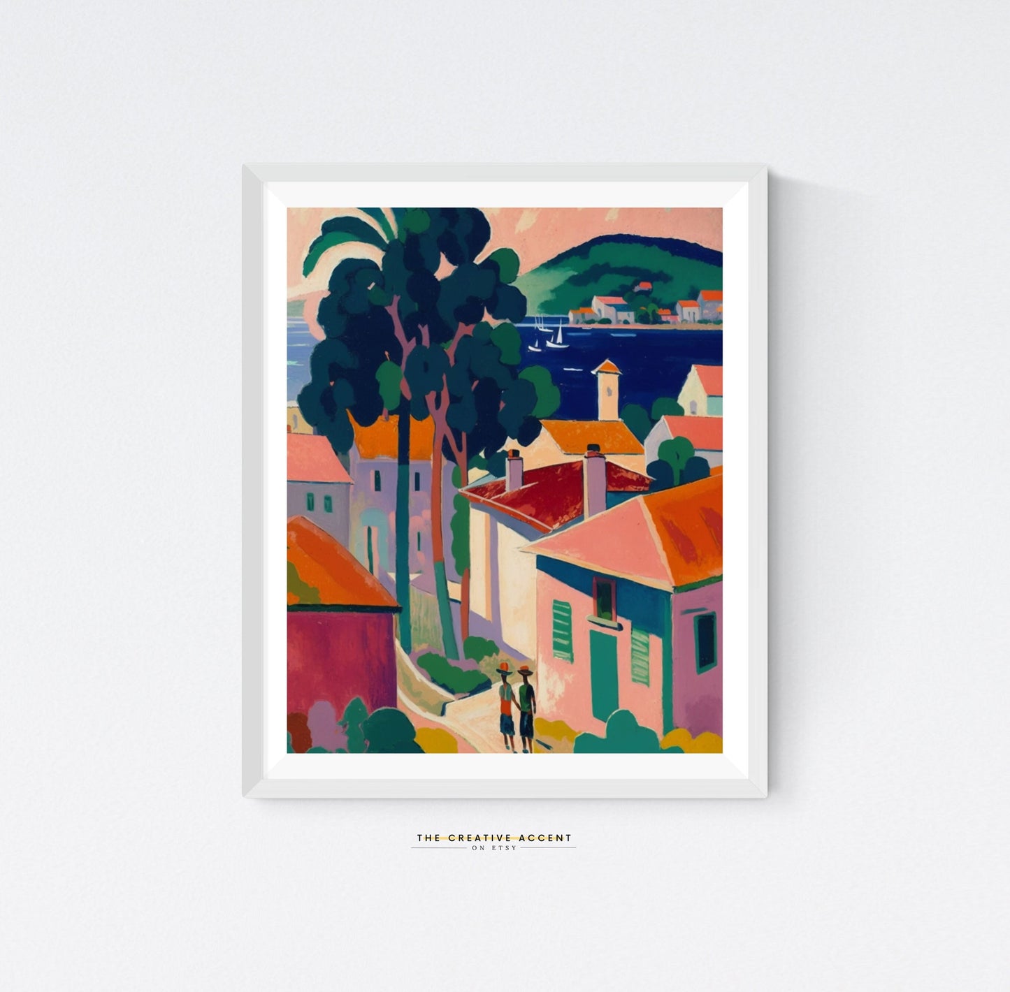 Colorful Caribbean Community, Printable Painting, Caribbean Art, Black Art, Tropical decor, Palm trees, Tropics Wall art