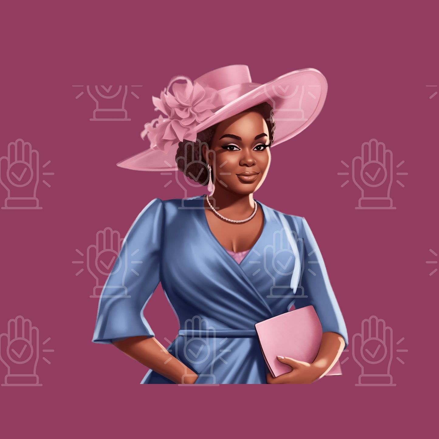 Church Woman Clip Art, Black Girl With church hat, Church sisters, curvy Black women, religious ladies group, sublimation, Flyer Cartoon Art