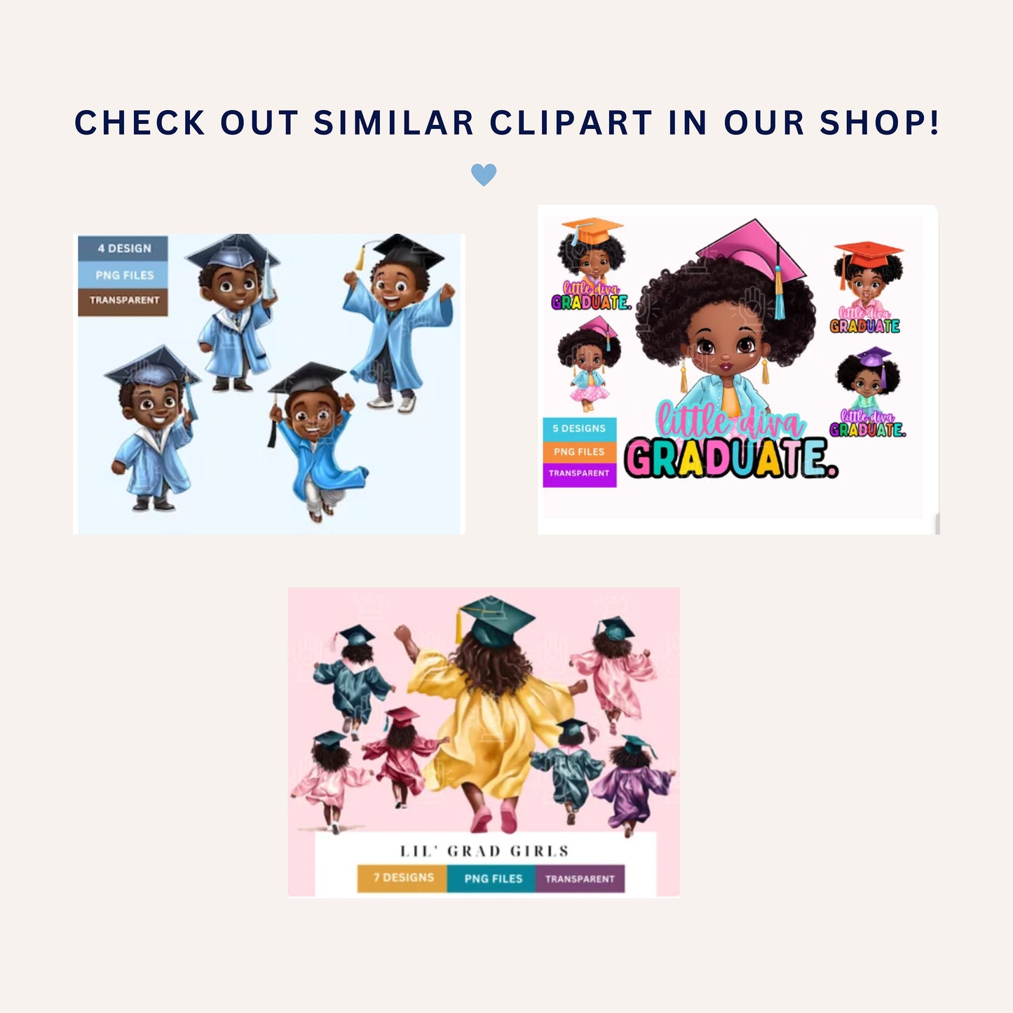 Little Black Girl Graduate, Graduation Party Clip Art, Brown Kids PNG, Royal Blue Cap and Gown Clipart, Toddler, Kindergarten, Pre-school