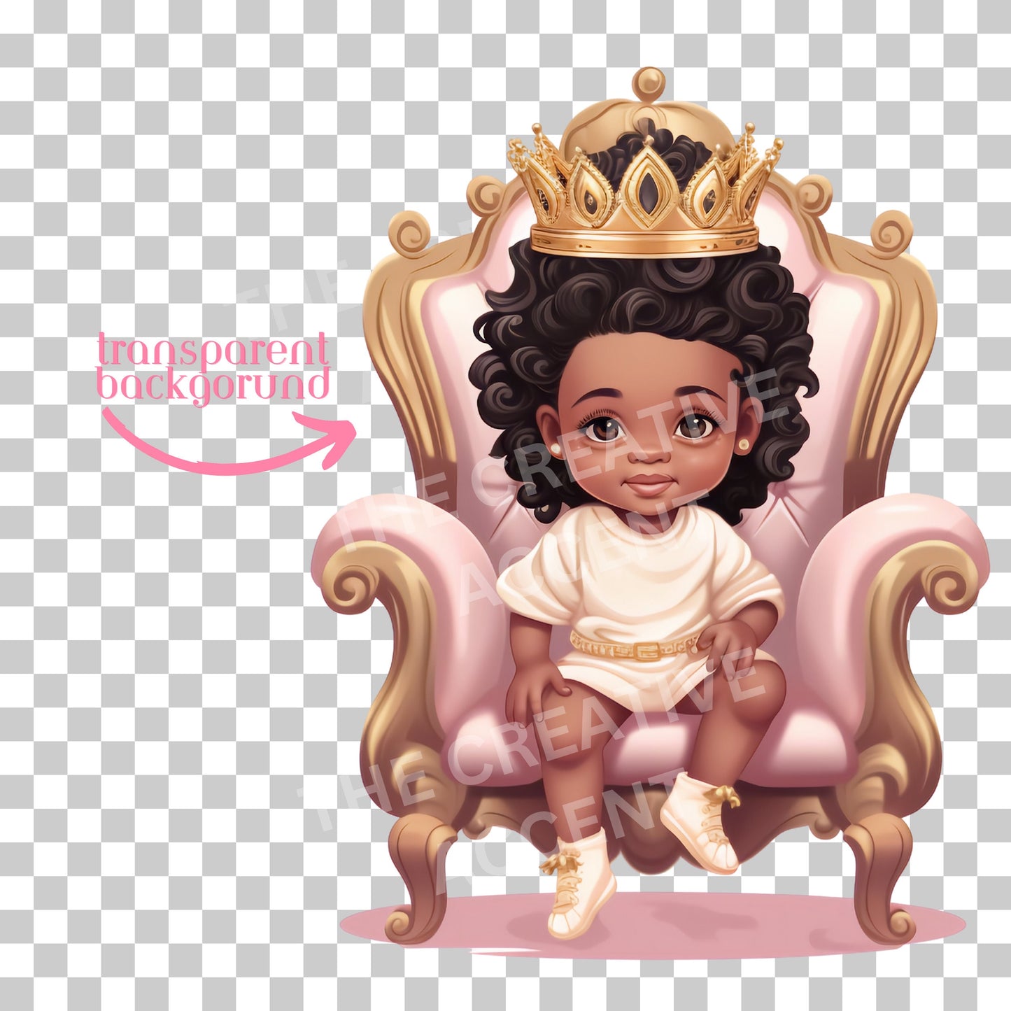 Hispanic Girl Baby Shower clipart, Afro Latina Spanish Princess, 2 PNG