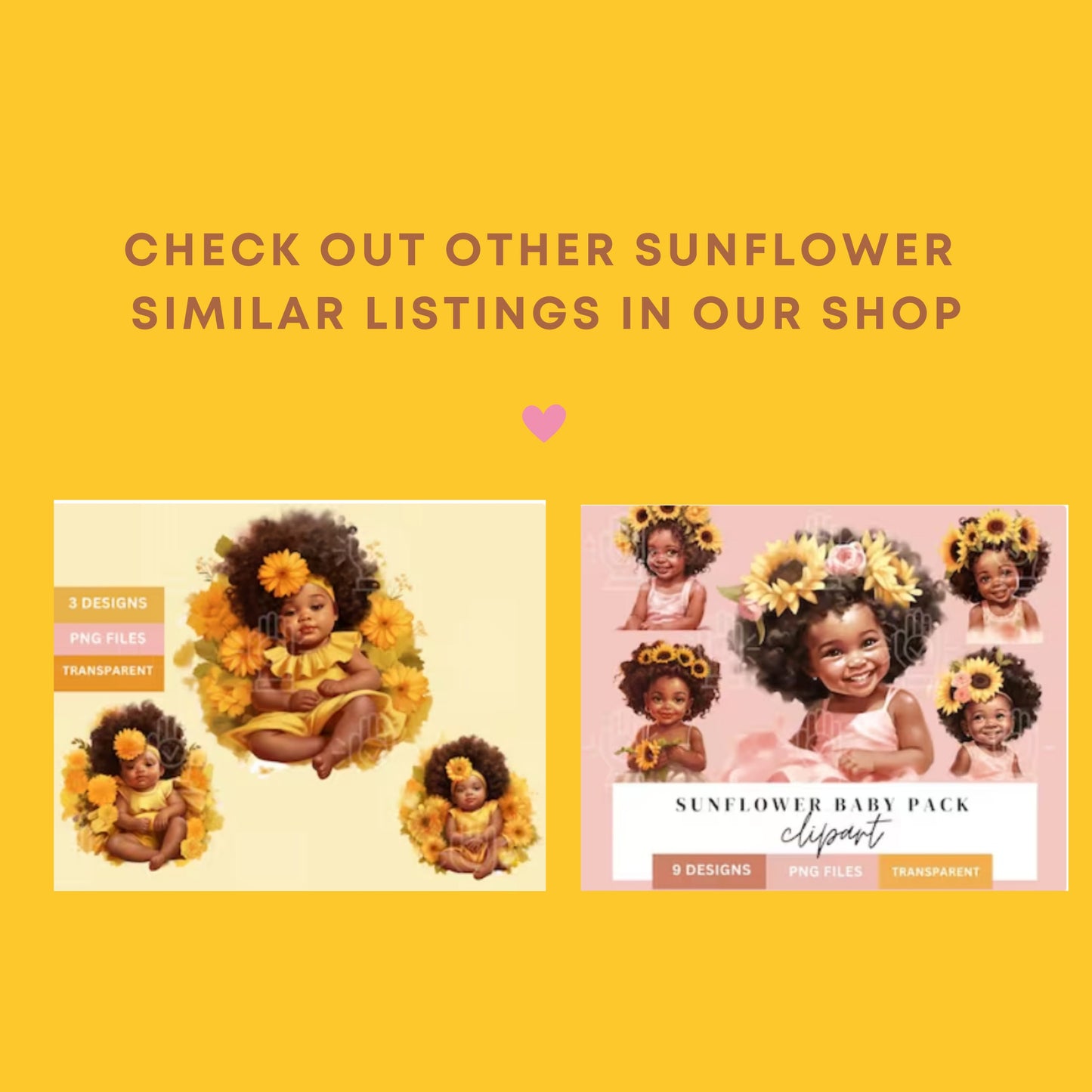 Little Sunflower Black Girl in Throne Chair Clipart, 4 PNG
