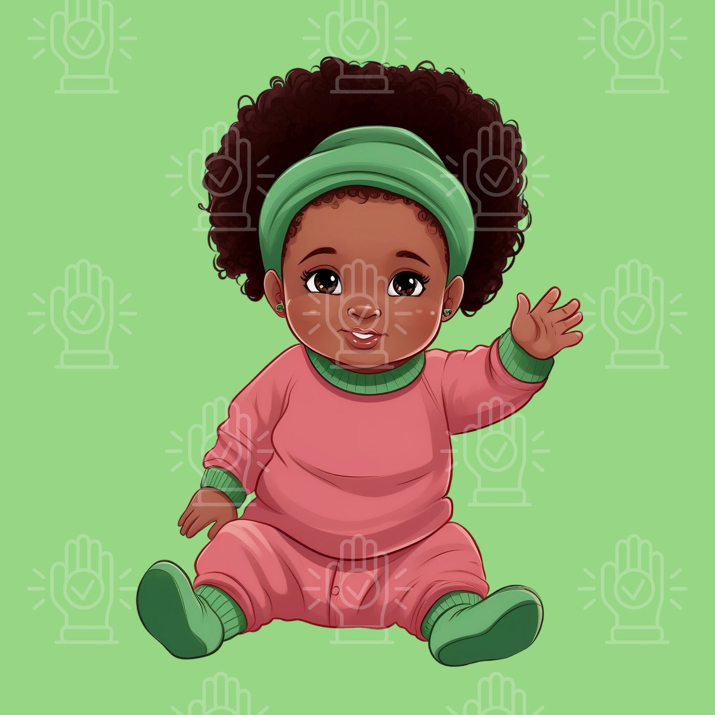 Black Baby Girl Bundle in Onesies Clipart, 12 PNG Illustration, Different Expressions, Cute Little Newborn, Colorful Babies Cartoon Shower