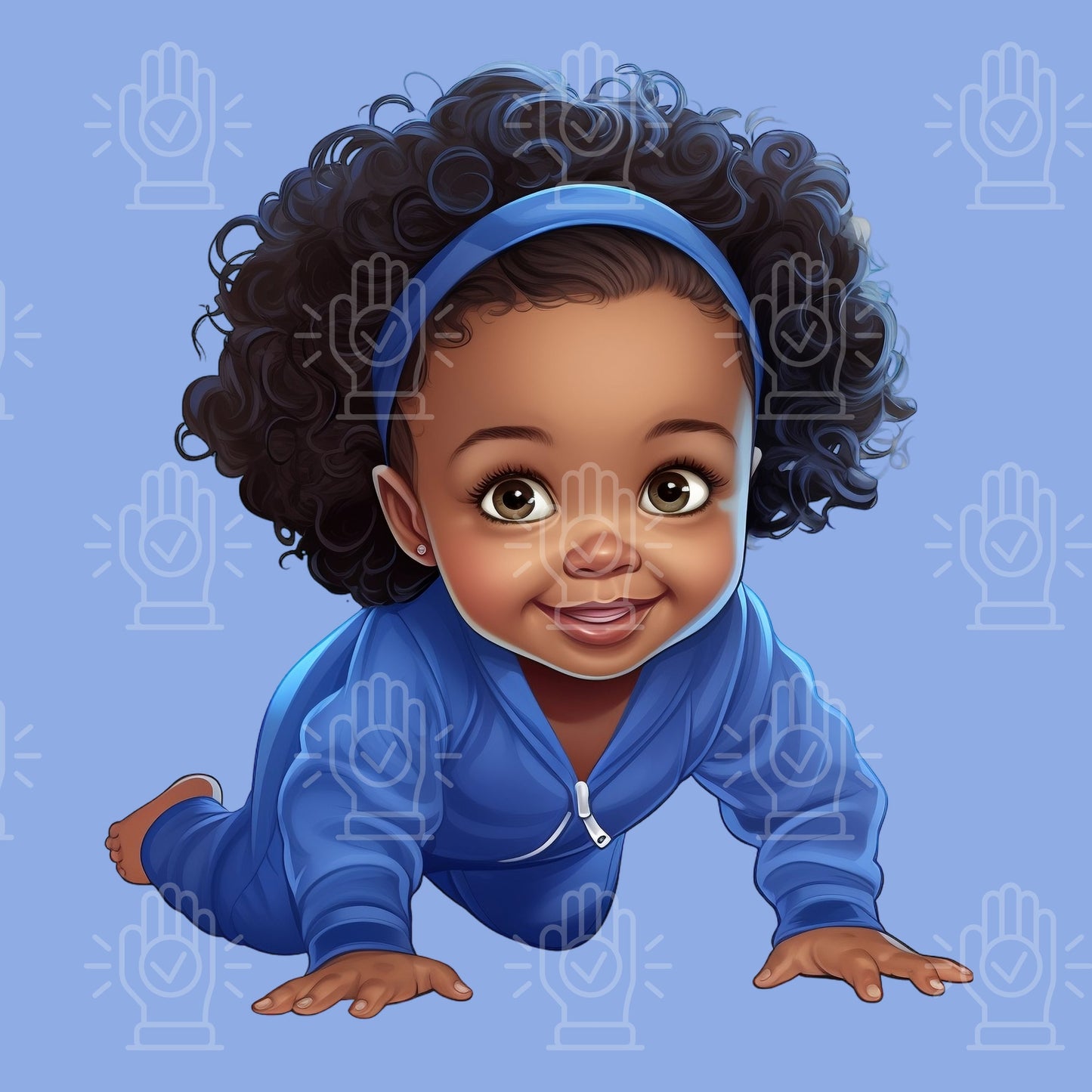 Black Baby Girl Bundle in Onesies Clipart, 12 PNG Illustration, Different Expressions, Cute Little Newborn, Colorful Babies Cartoon Shower