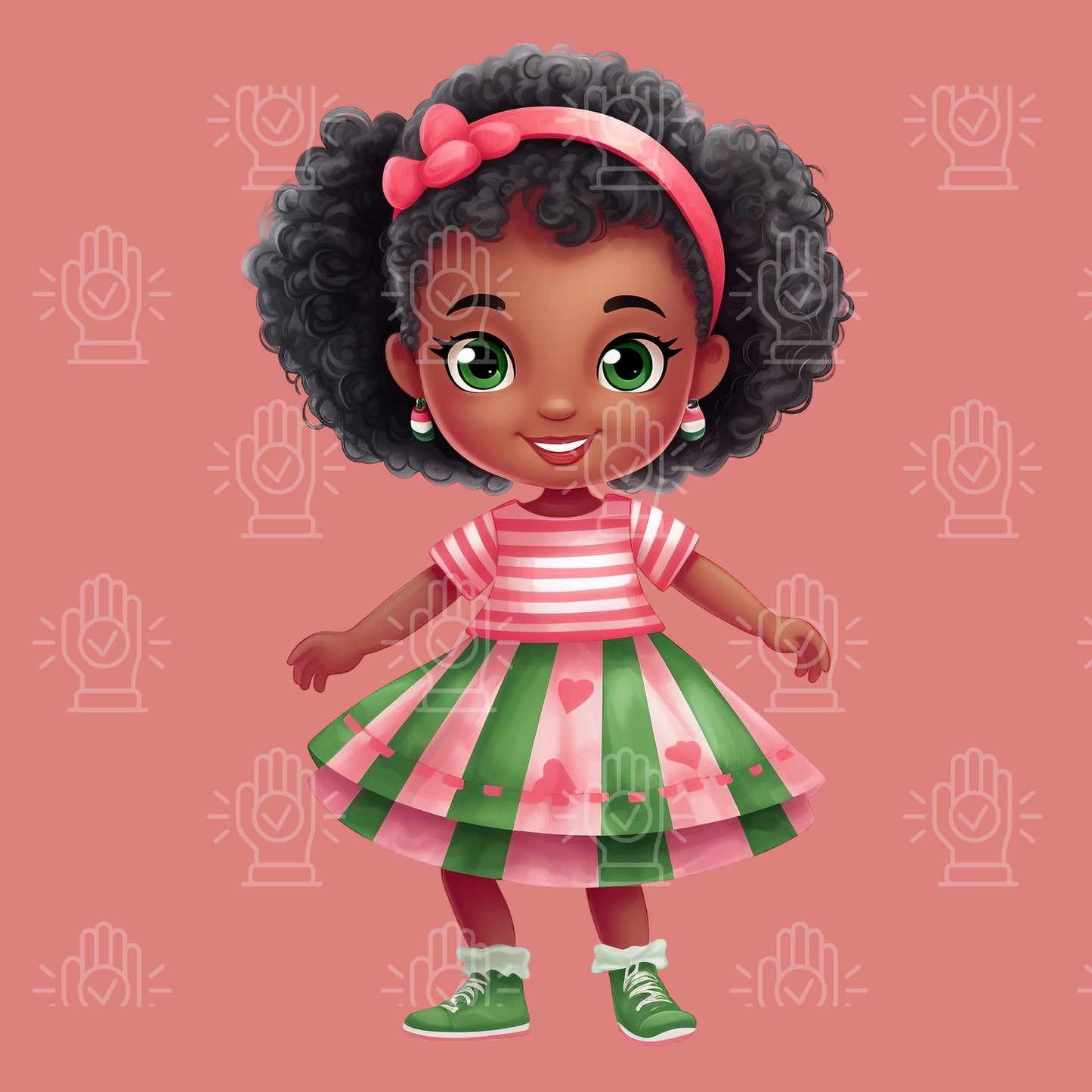 Watermelon Baby Girl Clipart, 7 PNG, Little Black Girl Toddler, Cute Watermelon Theme, Cute Afro, Dresses, Watercolor Soft Illustration
