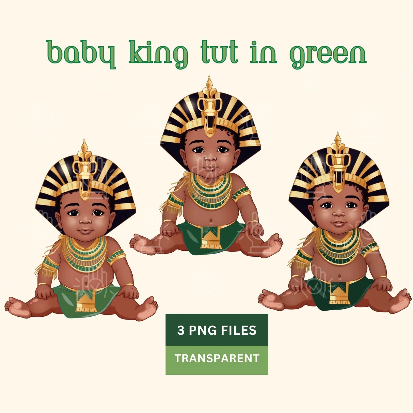 Egyptian Emerald Green Black Baby Shower Clipart, Pharaoh Baby King Tut, Tutankhamun