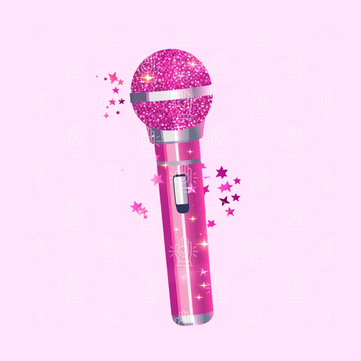 Pink Microphone Clipart, 9 PNG, Hot Pink & Silver Glitter Mic, Illustration for Girl, Child Singer, Little Kid Performing Arts, Choir Decor