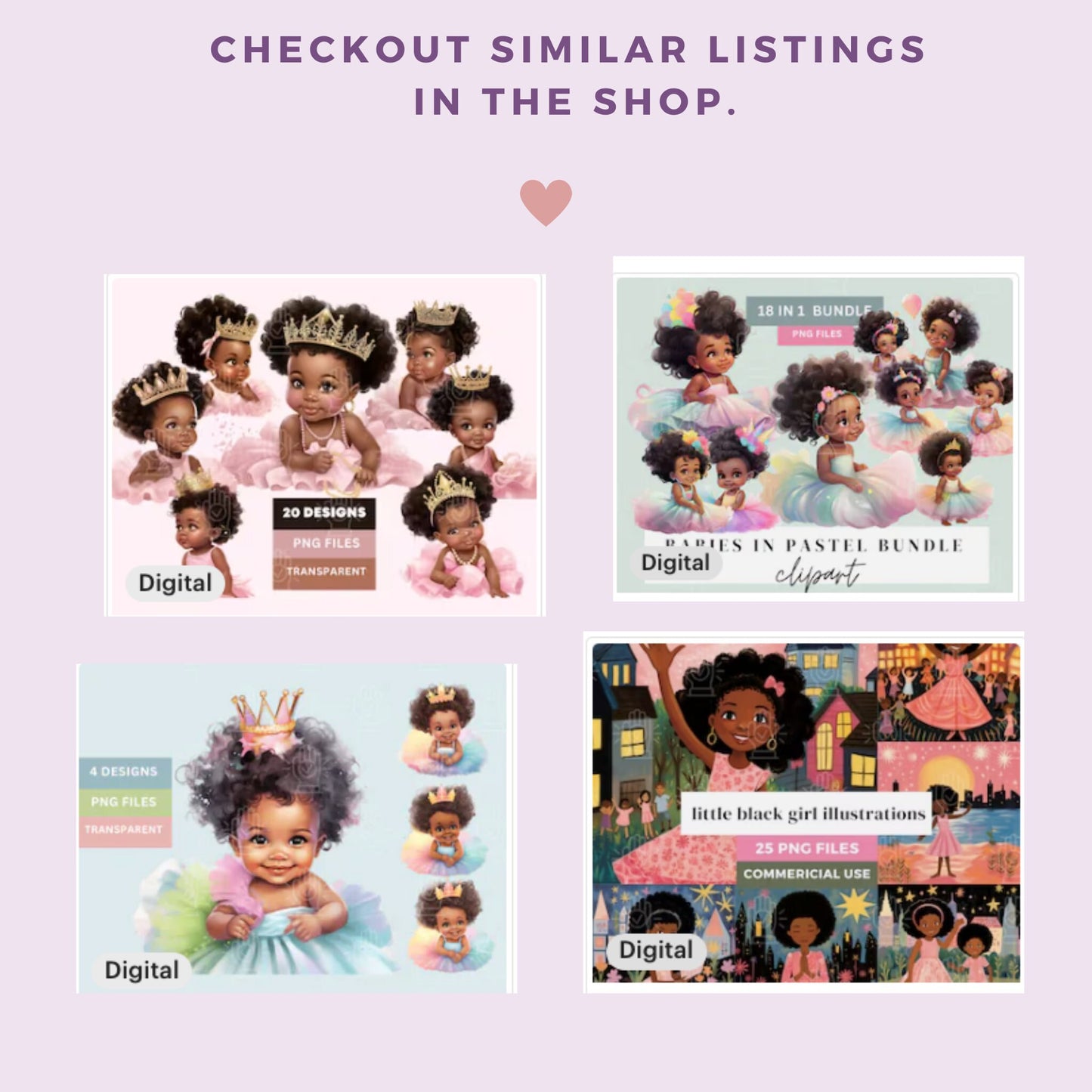 Little Black Girl Princess Watercolor Illustrations, 27 PNG, NOT transparent background, Pink Tutu dress, Baby Shower, Gold Crown, Afro hair