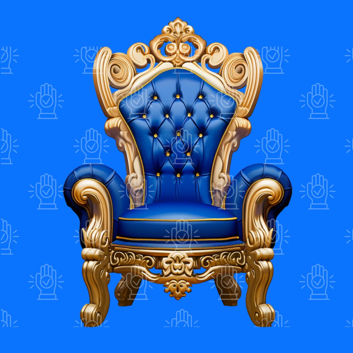Blue Throne Chair Clipart, Royal Theme, 4 PNG, Blue and Gold, Royal Blue and Navy French Chair, Seat Illustration, Download