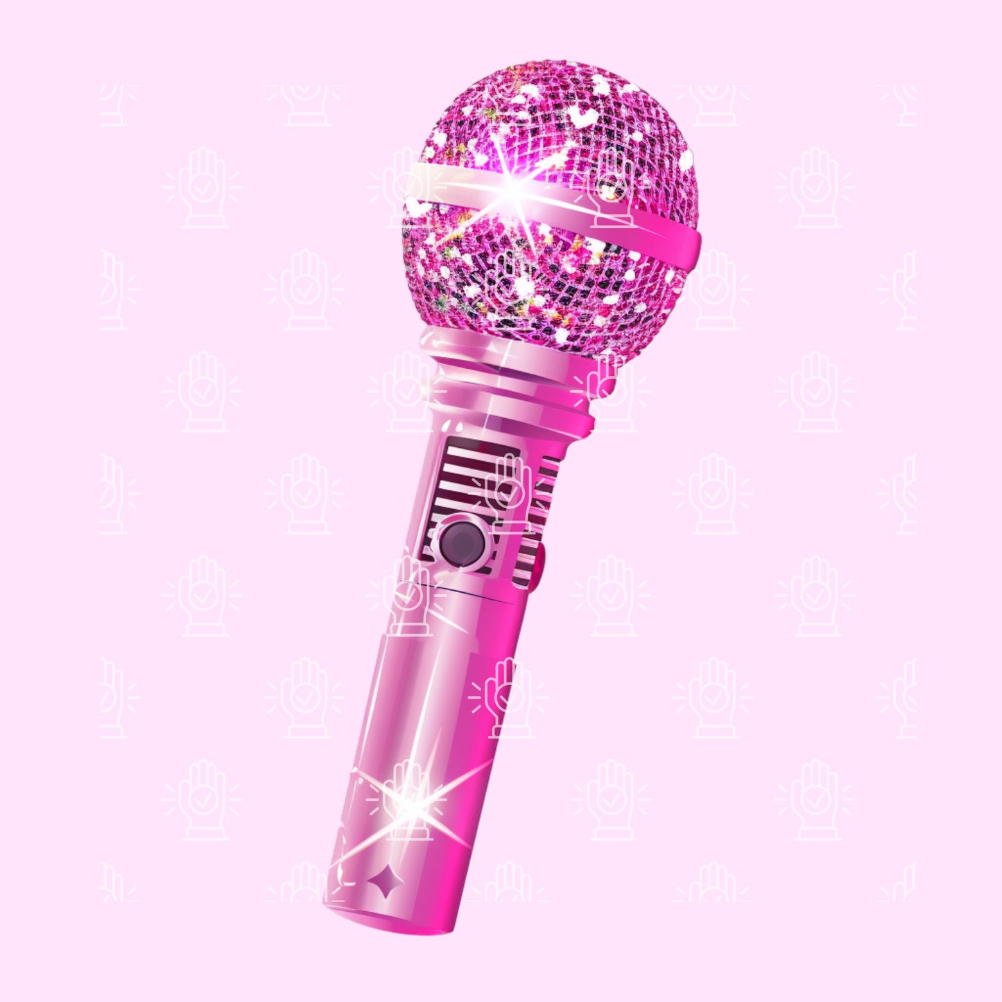 Pink Microphone Clipart, 9 PNG, Hot Pink & Silver Glitter Mic, Illustration for Girl, Child Singer, Little Kid Performing Arts, Choir Decor