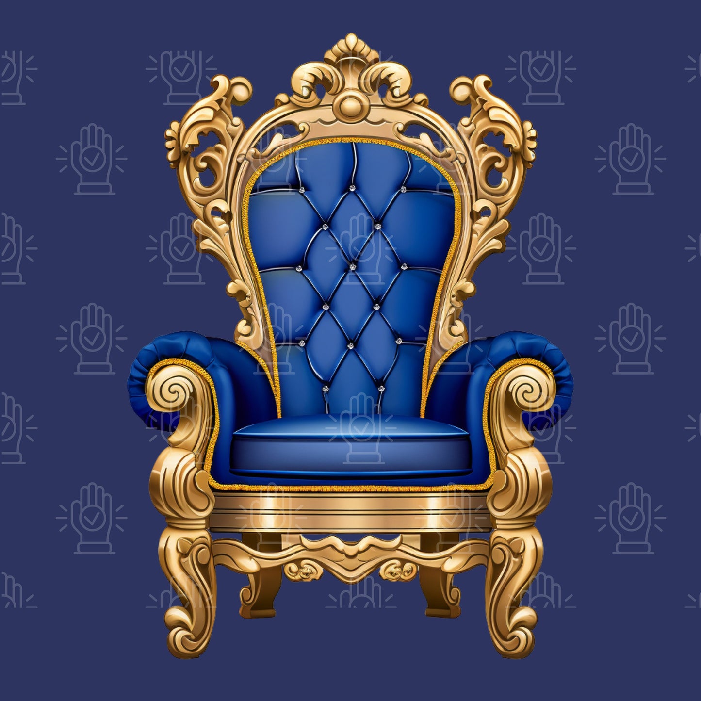 Blue Throne Chair Clipart, Royal Theme, 4 PNG, Blue and Gold, Royal Blue and Navy French Chair, Seat Illustration, Download