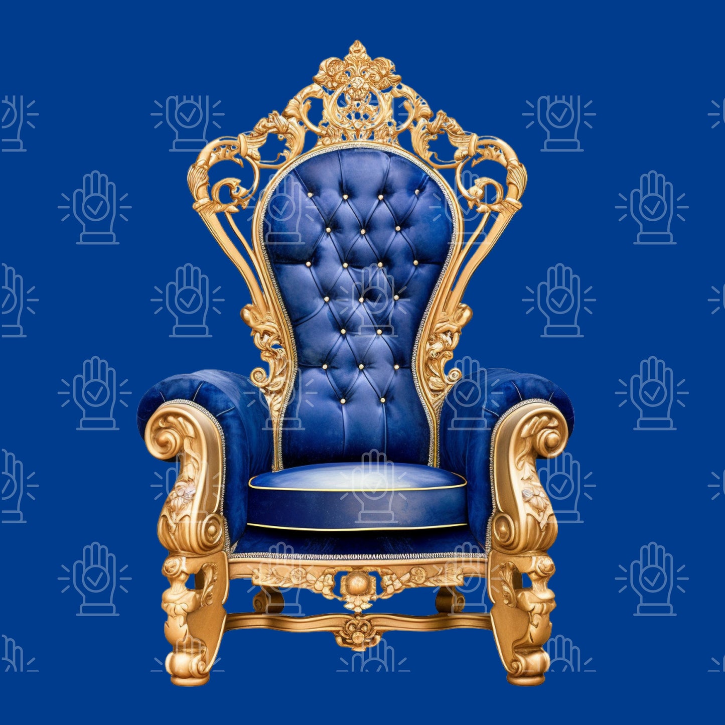 Blue Throne Chair Clipart, Royal Theme, 4 PNG, Blue and Gold, Royal Blue and Navy French Chair, Seat Illustration, Download