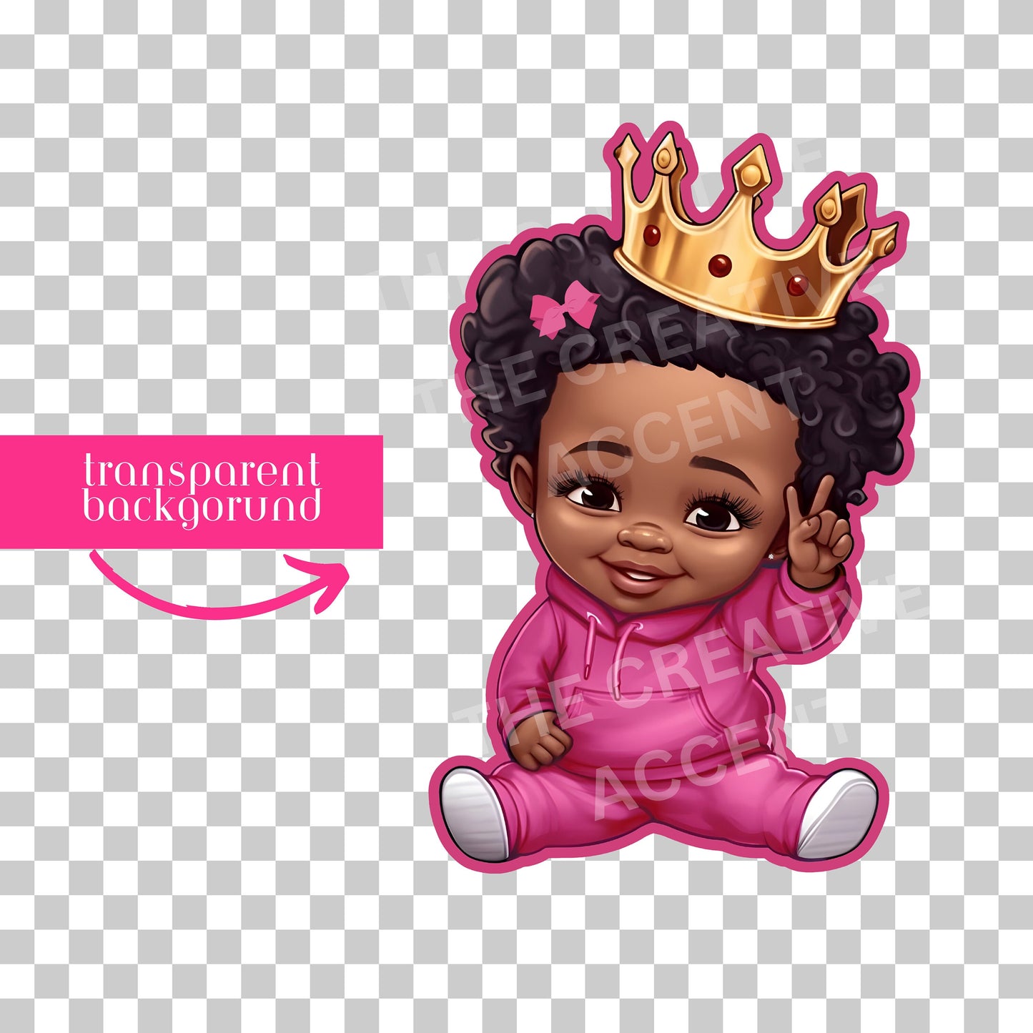 Black Baby Prince and Princess Clipart, 10 PNG Files Little Boy and Girl with Royal Gold Crown, Gender Reveal Pair, Shower Centerpiece