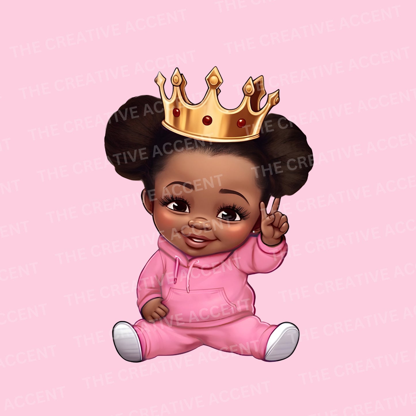 Black Baby Prince and Princess Clipart, 10 PNG Files Little Boy and Girl with Royal Gold Crown, Gender Reveal Pair, Shower Centerpiece