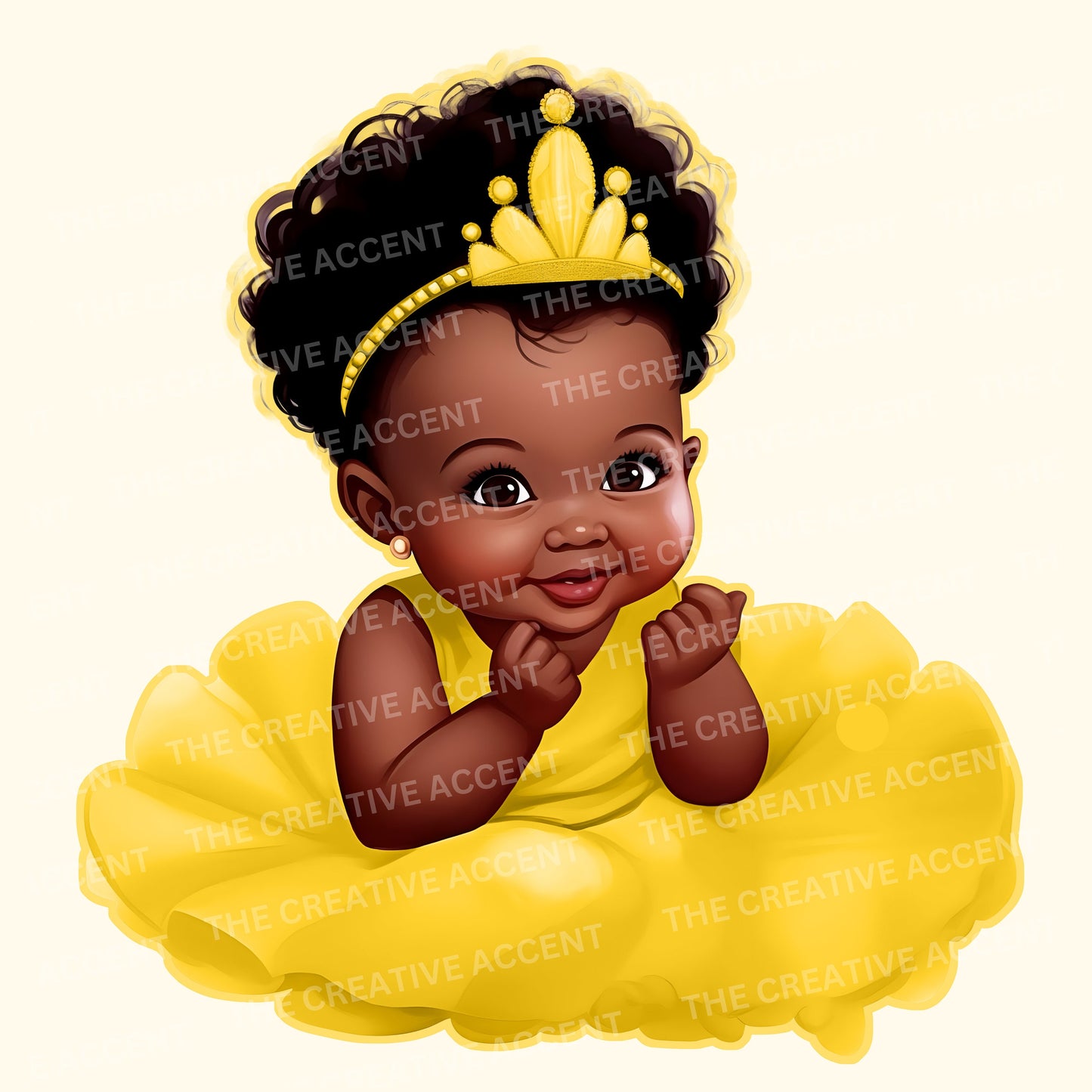 Black Baby Princess Clipart in Tutu Dress, Girl Baby Shower, Little Newborn with Tiara Crown, 7 PNG bundle, First Birthday, Gender Reveal