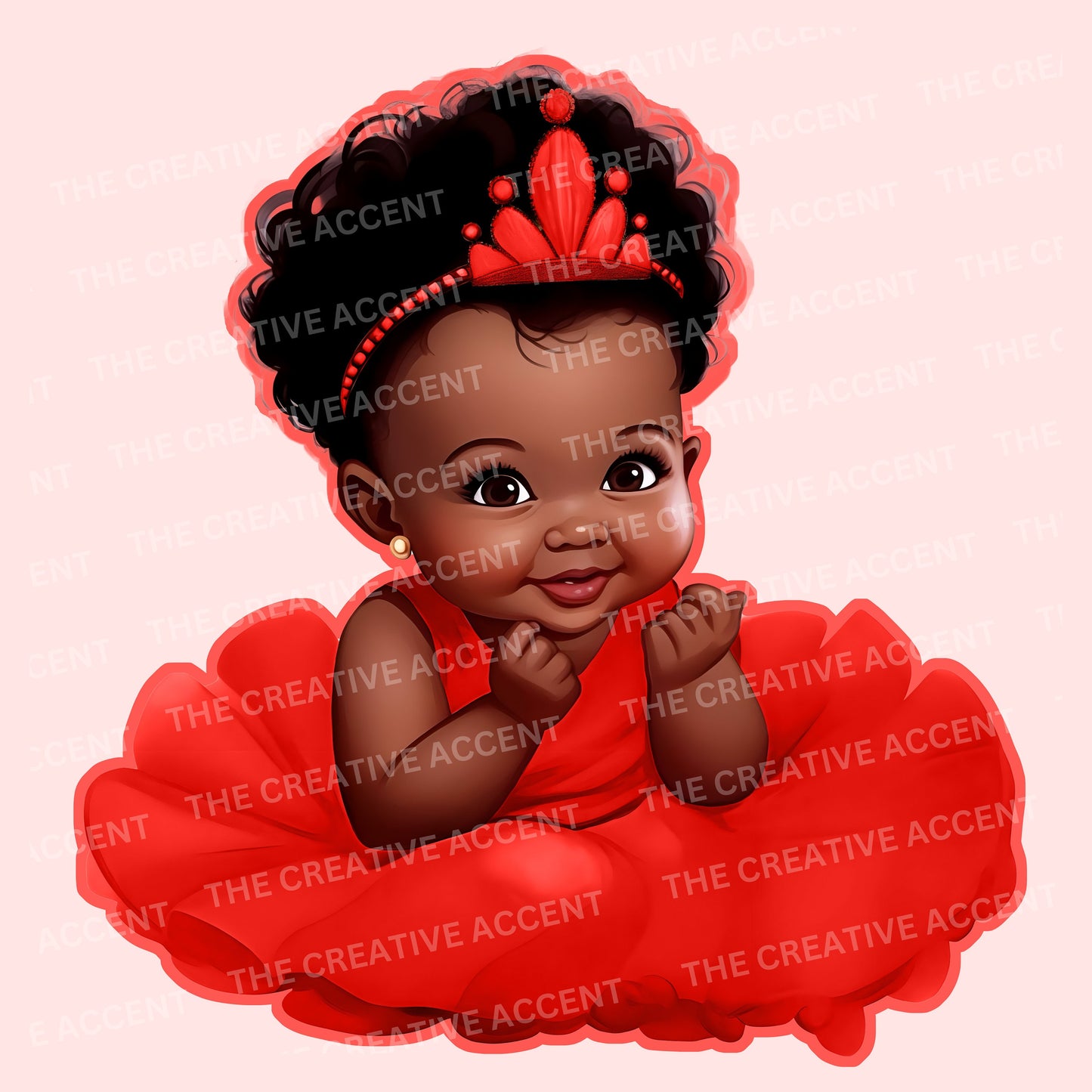 Black Baby Princess Clipart in Tutu Dress, Girl Baby Shower, Little Newborn with Tiara Crown, 7 PNG bundle, First Birthday, Gender Reveal