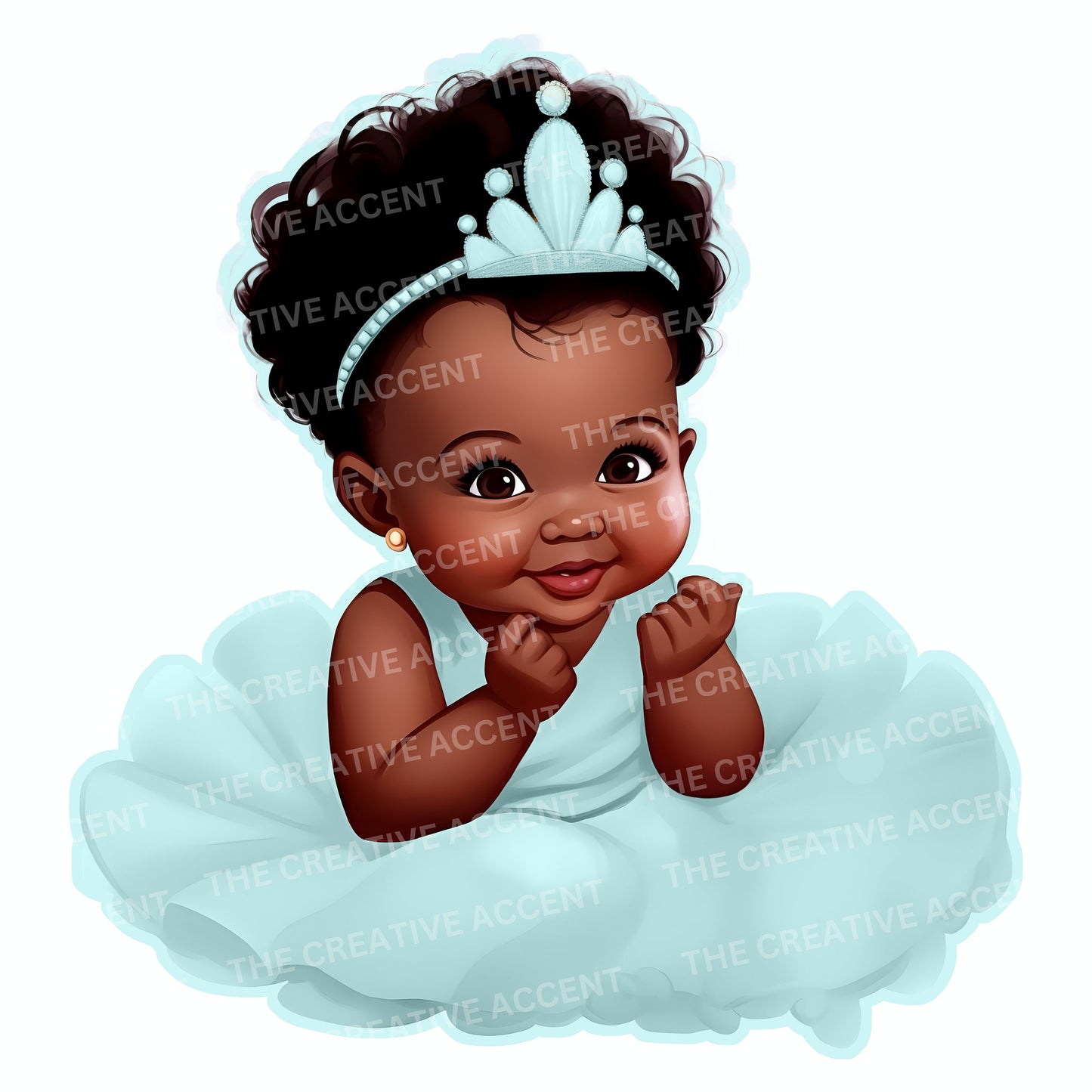 Black Baby Princess Clipart in Tutu Dress, Girl Baby Shower, Little Newborn with Tiara Crown, 7 PNG bundle, First Birthday, Gender Reveal