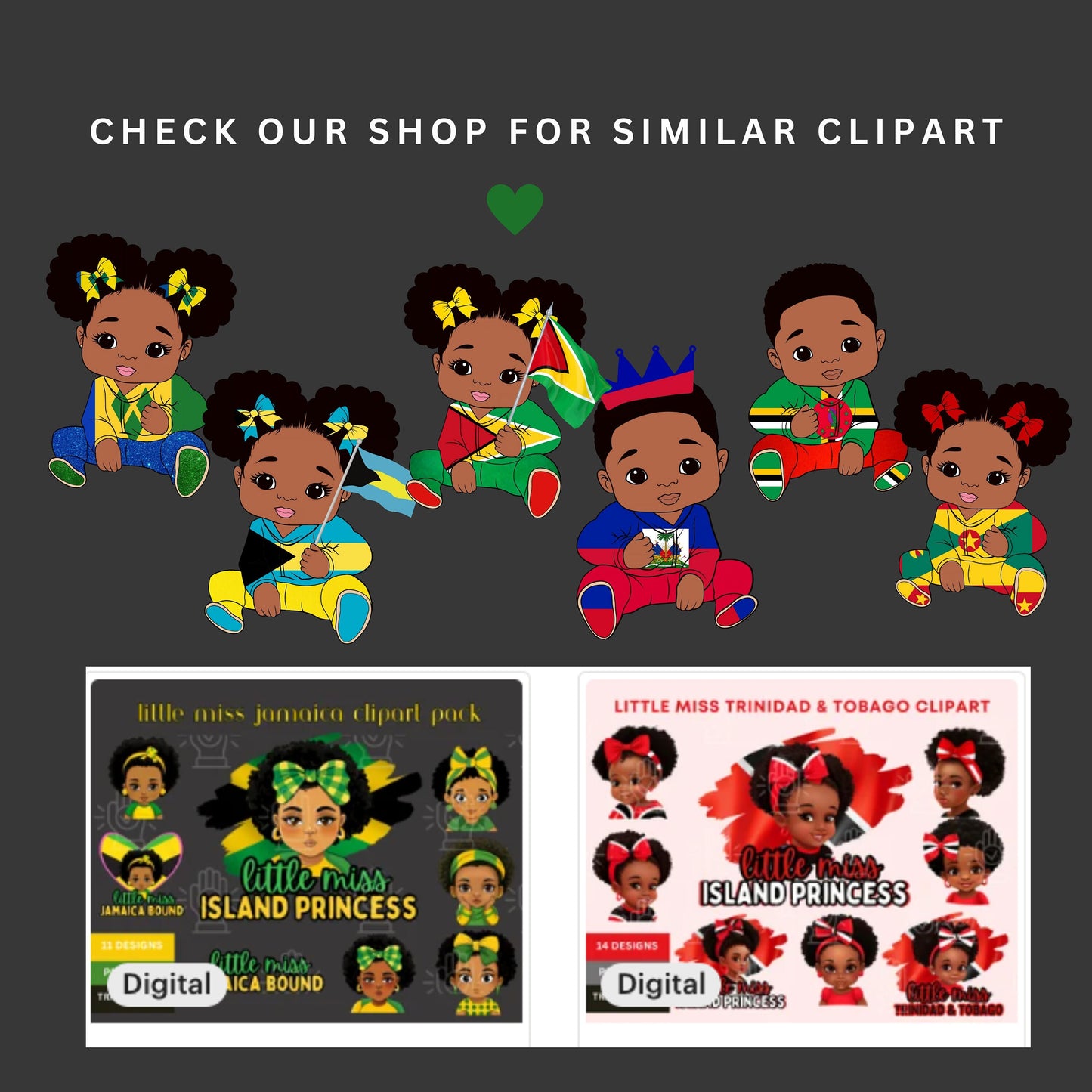Little Bahamas Baby Girl Clipart, 2 PNG Files, Bahamas Vacation Kids T-Shirt Design Flag