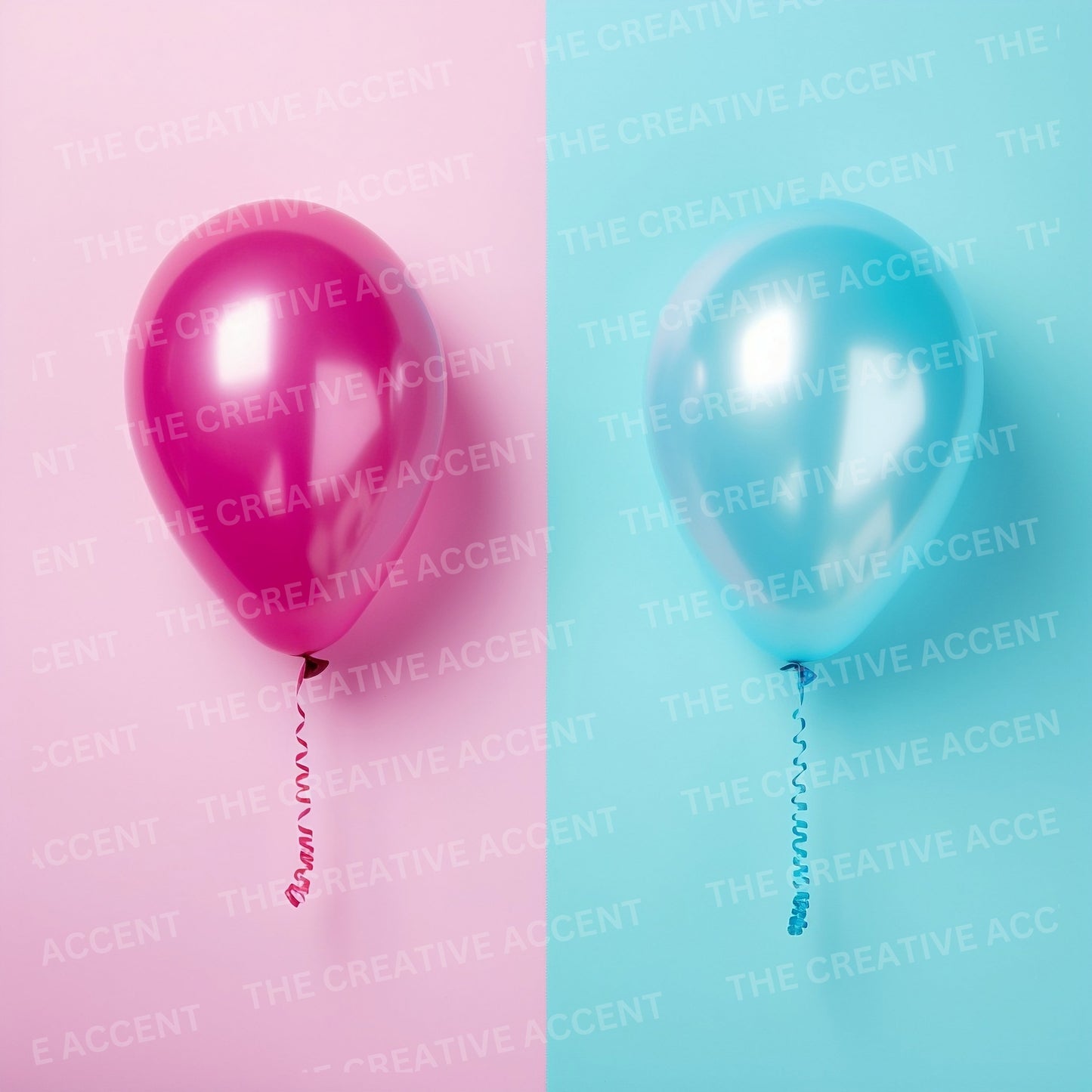 Gender Reveal Background Digital Paper, 8 JPEG, Half Blue and Pink Balloons Ai Art, Surprise Boy or Girl Invite Overlay