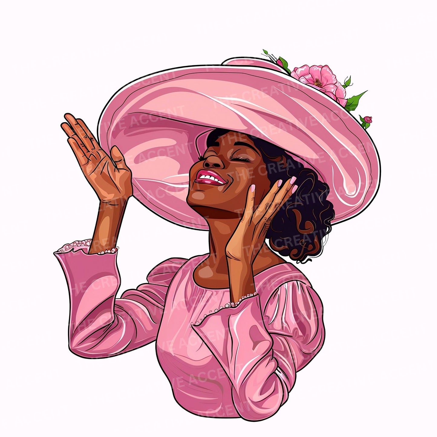 Church Woman Praising Clipart, 13 PNG, Black Church Girl in Praise Prayer, Religious Sisters praying, flower hat, faith lord, Gospel Singer