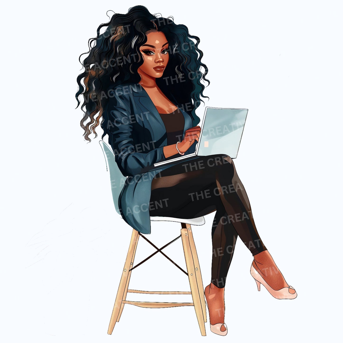 Planner Girl Clipart, 7 PNG, Black Business Women, Office Entrepreneur Illustration, Boss Woman Journaling