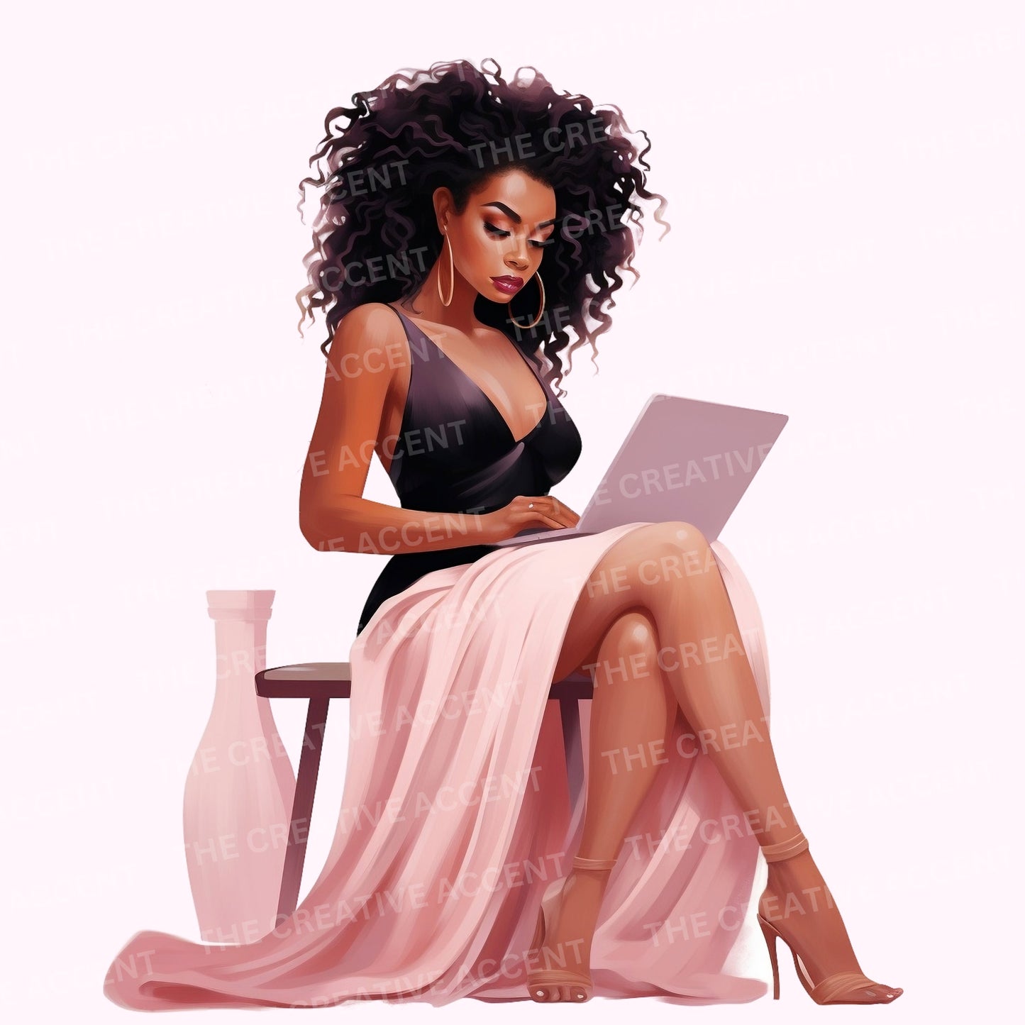 Planner Girl Clipart, 7 PNG, Black Business Women, Office Entrepreneur Illustration, Boss Woman Journaling