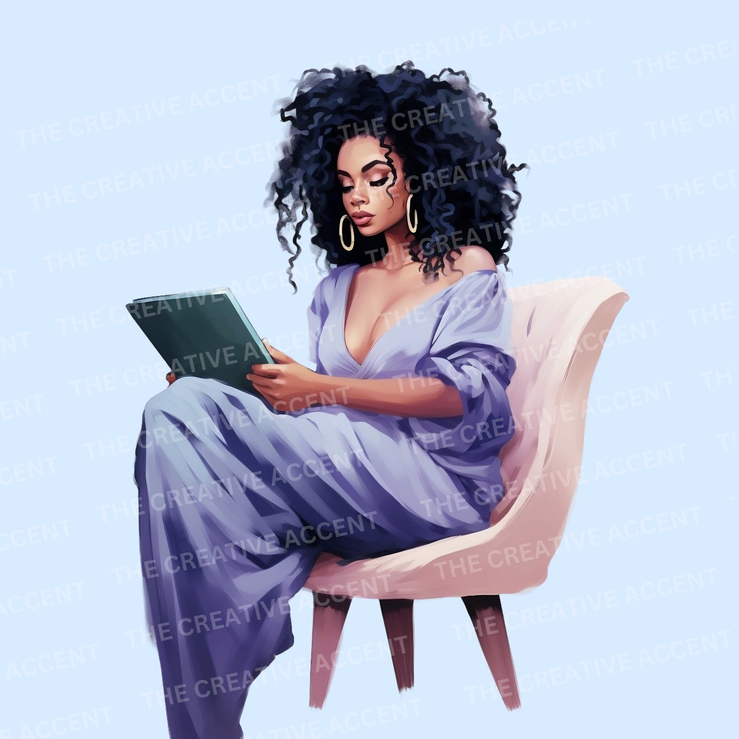 Planner Girl Clipart, 7 PNG, Black Business Women, Office Entrepreneur Illustration, Boss Woman Journaling