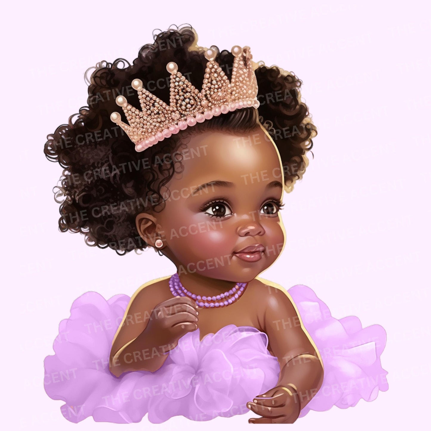 Black Baby Girl in Light Purple Tutu Dress Clipart, 11 PNG, Lavender Tulle Theme Clipart, Little Toddler, Ballerina Baby Shower Illustration