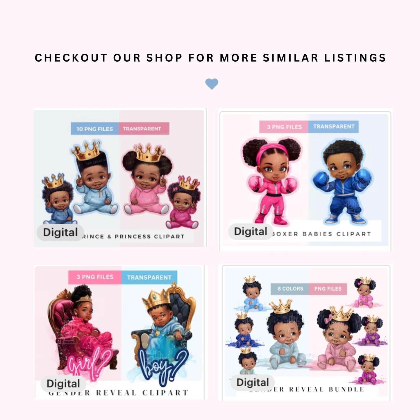 Hispanic White Baby Gender Reveal Clipart, 4 PNG, Fraternal Twins Illustration