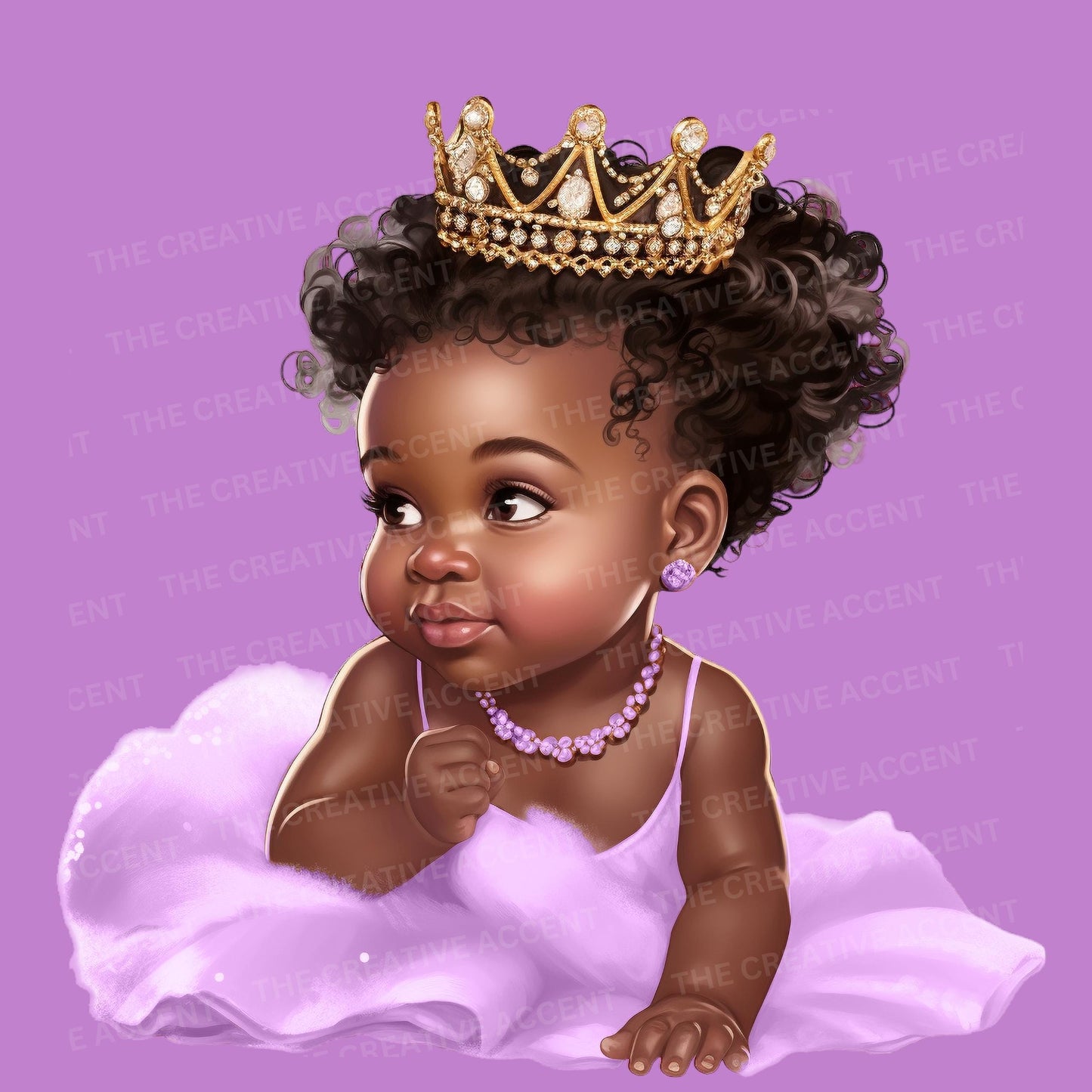 Black Baby Girl in Light Purple Tutu Dress Clipart, 11 PNG, Lavender Tulle Theme Clipart, Little Toddler, Ballerina Baby Shower Illustration