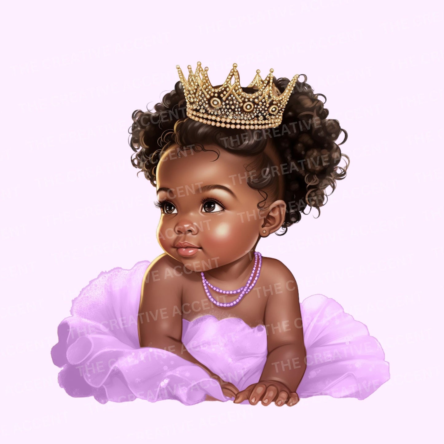 Black Baby Girl in Light Purple Tutu Dress Clipart, 11 PNG, Lavender Tulle Theme Clipart, Little Toddler, Ballerina Baby Shower Illustration