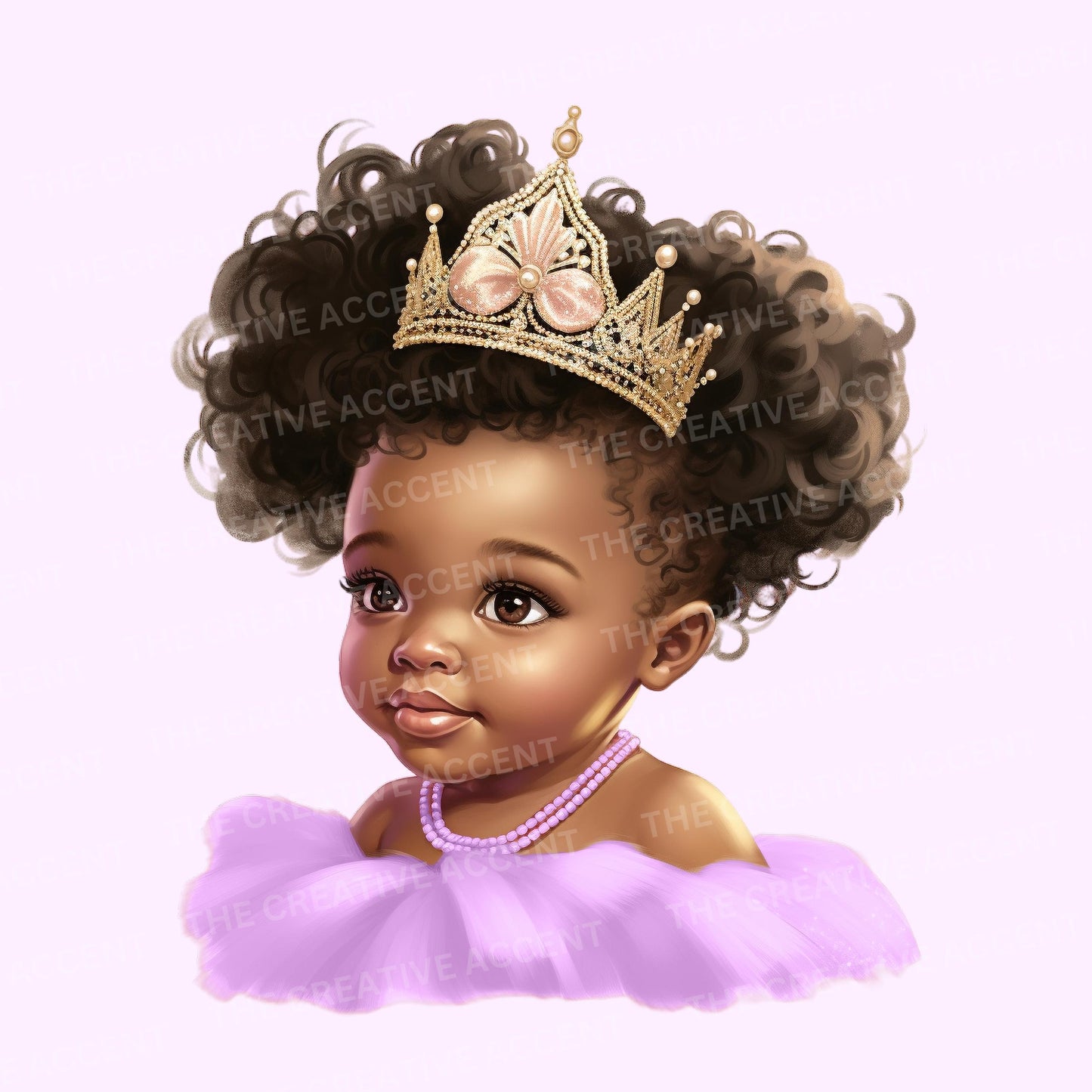 Black Baby Girl in Light Purple Tutu Dress Clipart, 11 PNG, Lavender Tulle Theme Clipart, Little Toddler, Ballerina Baby Shower Illustration