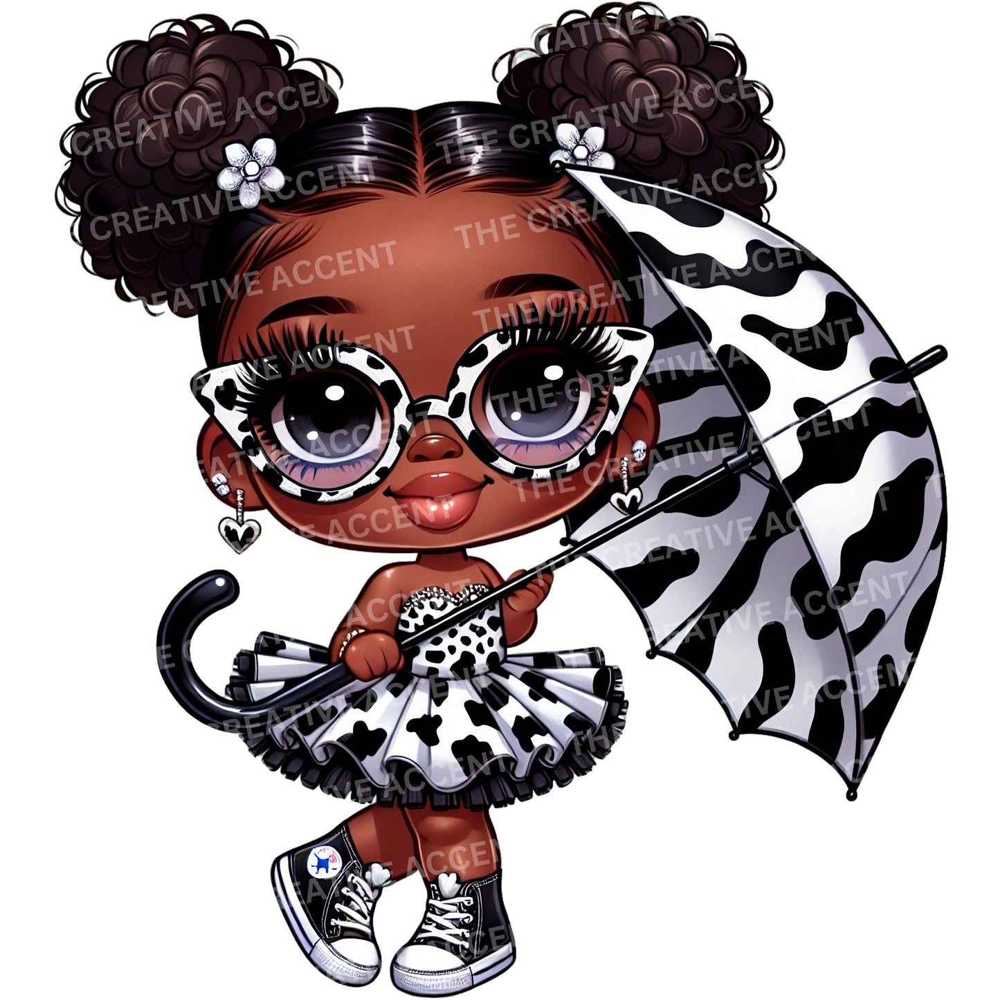 Black Safari Baby Girl Princess Clipart, 5 PNG, Little Animal Print, Cheetah, Leopard Cow Baby Shower, Bows, Wild One Jungle Birthday Decor