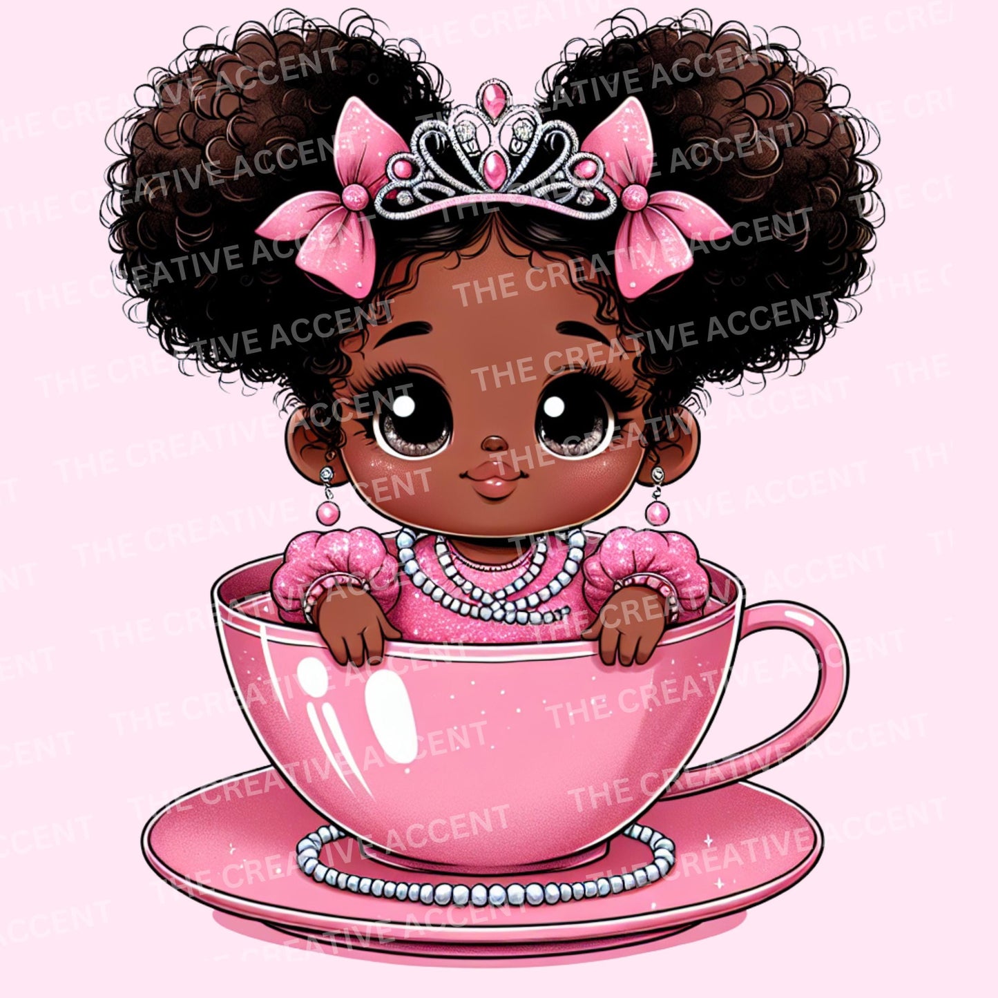 Black Teacup Baby Clipart, 9 PNG, Princess Sitting in a Teacup, Girl High Tea Church Party Theme Shower, Vintage, Pearls Birthday Vibes