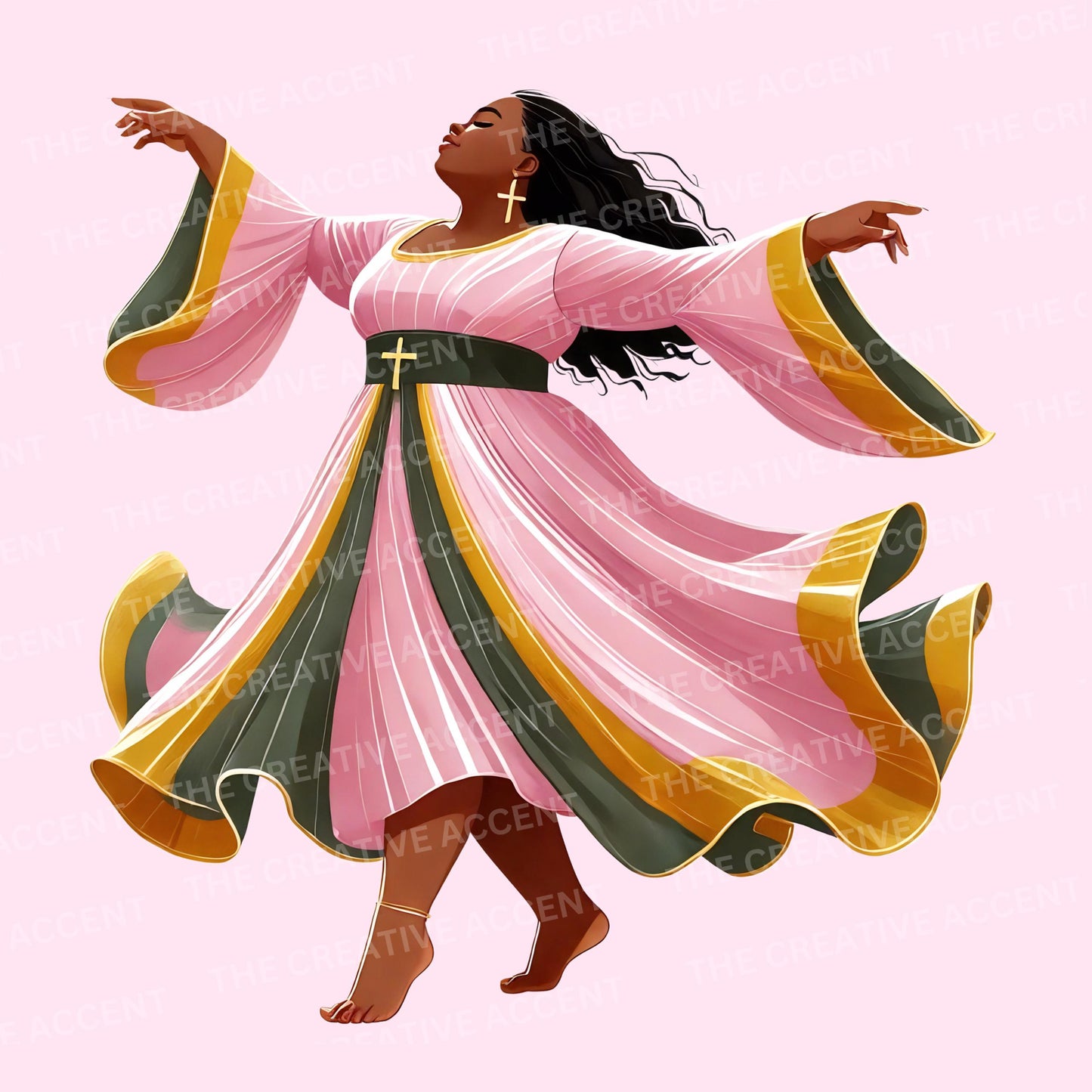 Praise Dancer Clipart, Black Women Gospel Dancing, Liturgical Dance, Church Performance Images for Flyer, Faith Praying Cartoon, Girl Show