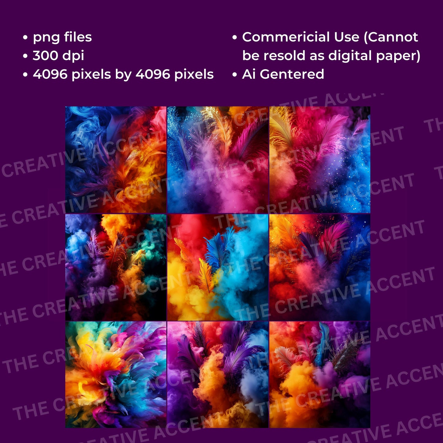 Caribbean Carnival Background Pack, 9 PNG, Colorful Smoke Backdrop, Feather Party Fumes Digital Paper, Clouds Bomb, Soca Invite Flyer, Fog