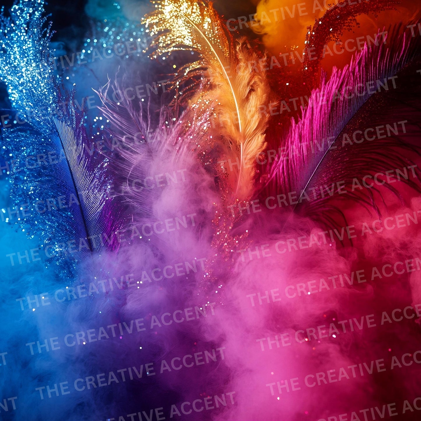 Caribbean Carnival Background Pack, 9 PNG, Colorful Smoke Backdrop, Feather Party Fumes Digital Paper, Clouds Bomb, Soca Invite Flyer, Fog