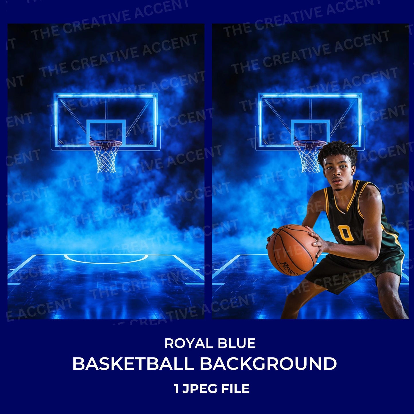 Royal Blue Basketball Digital Background, 1, Sports Backdrop Photography, Team Tryouts Flyer, Explosion Smoke Bomb, Senior Portrait Photo