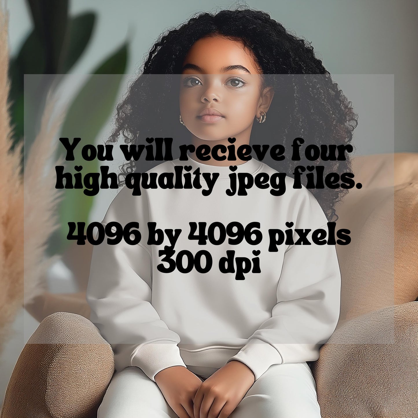 Toddler Sweatshirt Mockup, 1 PNG, Black Mixed Girl, General Crewneck Sweater, Ai, Kids Children Child Model, Print on Demand Blank, Youth