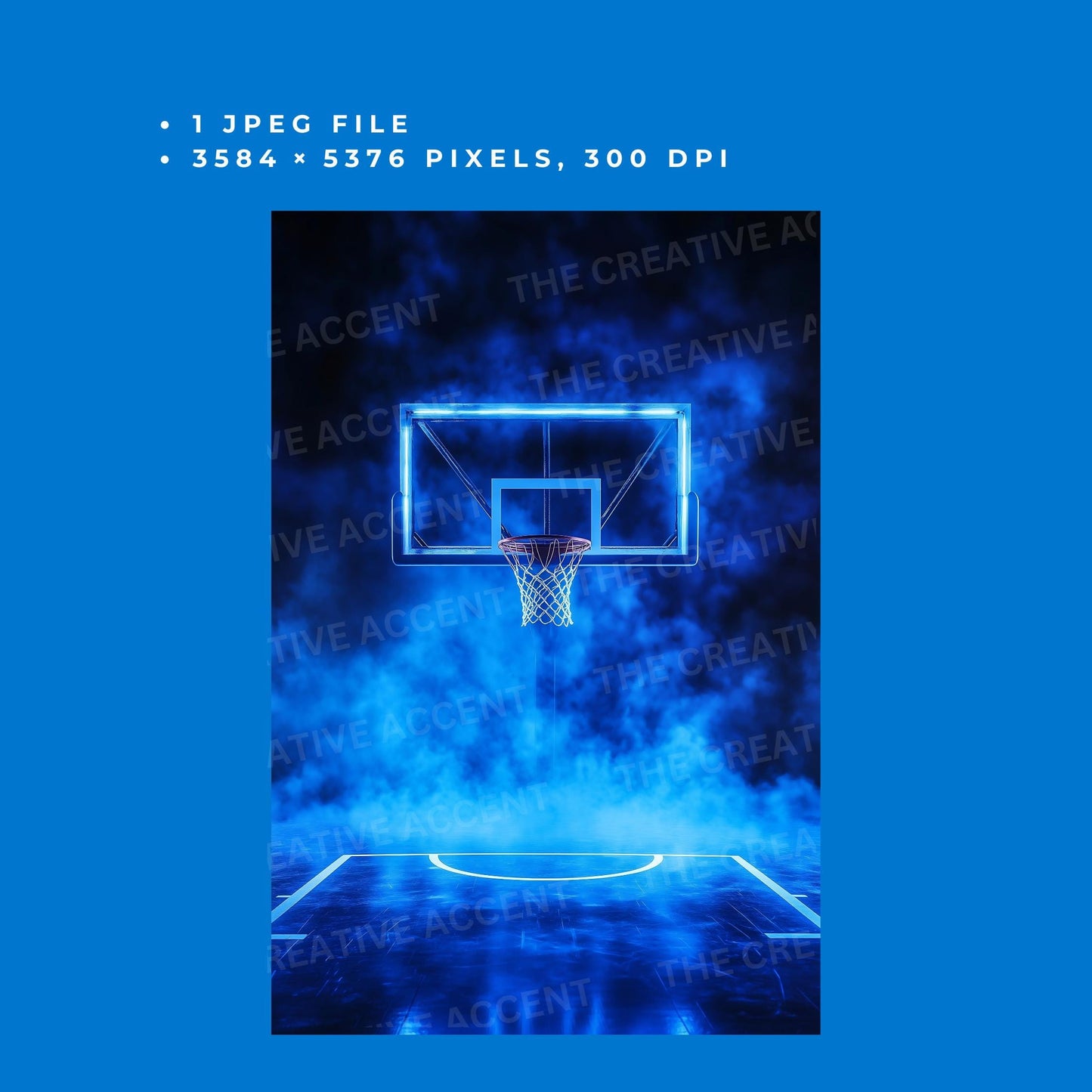 Royal Blue Basketball Digital Background, 1, Sports Backdrop Photography, Team Tryouts Flyer, Explosion Smoke Bomb, Senior Portrait Photo