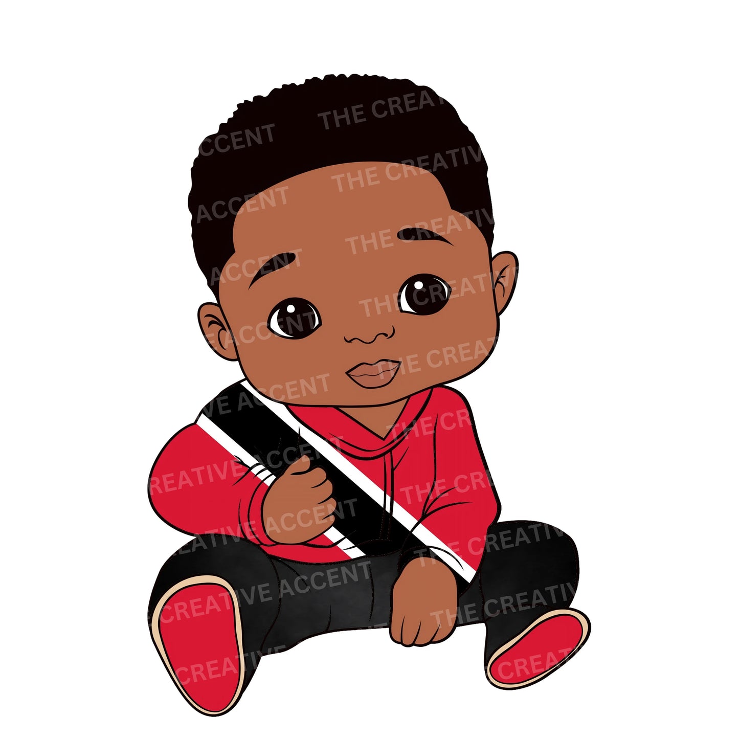 Trinidad and Tobago Kids Clipart, 4 PNG, Trinidadian Baby Boy and Girl