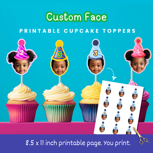 Custom Face Cupcake Topper PRINTABLE Sheet