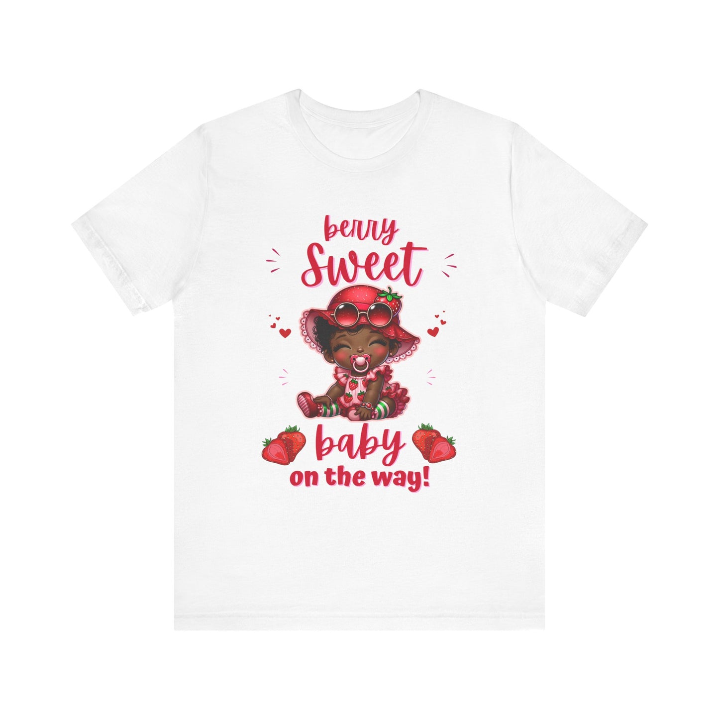 Berry Sweet Black Baby Girl on the Way T-shirt, Quality Strawberry Unisex Adult Tee, Express Delivery Available